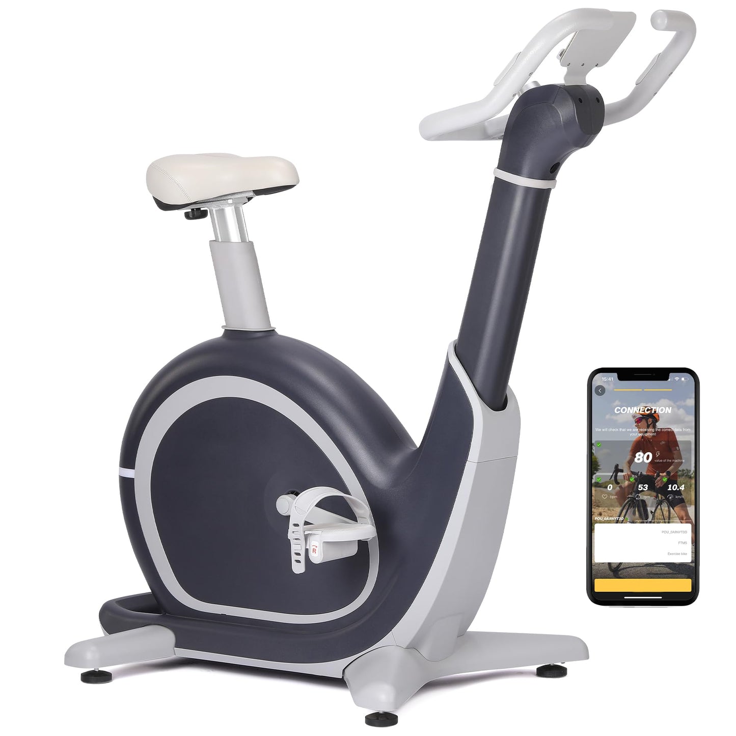 Magnetic Exercise Bike, Indoor Cycling Bike With Self-Developed App, 350 Lbs Weight Capacity & 2 In 1 LCD Monitor and Tablet Holder, Stationary Bike for Home Gym Fitness