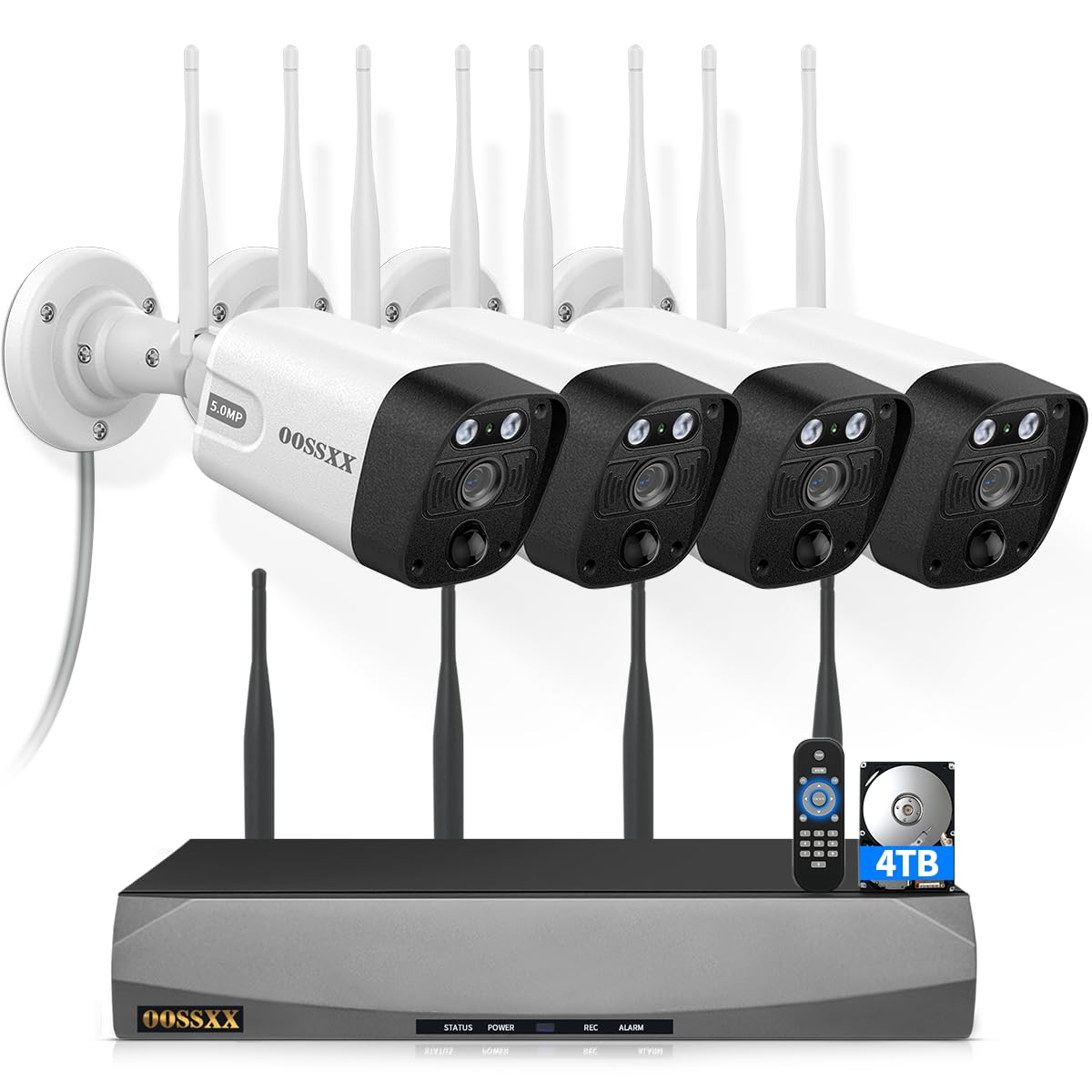 (2026 Update 120 Days Storage) Wireless WiFi Outdoor Security Camera System with Dual Antenna Cameras, 55% Stronger Signal, 130° Wide Angle, 2-Way Audio, No Monthly Fee, Home NVR Security System