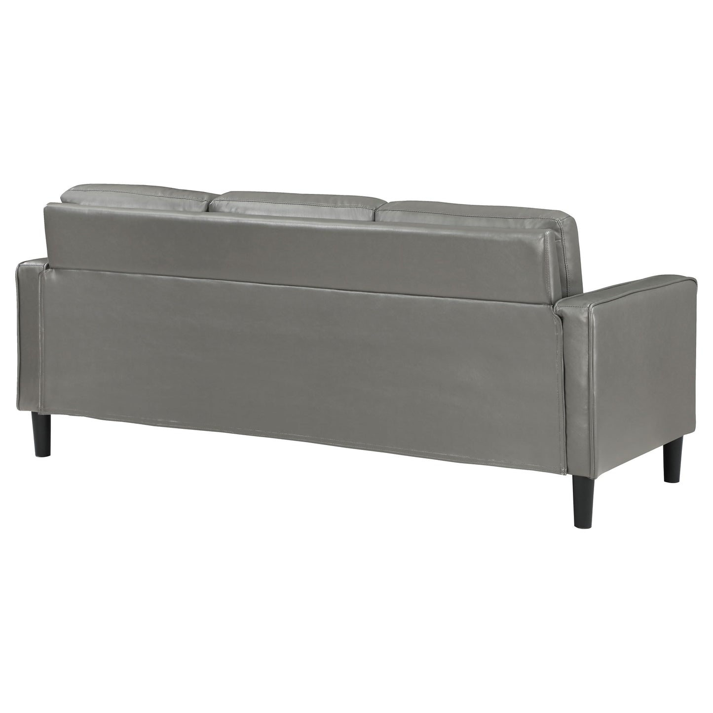 Coaster Home Furnishings - Ruth - Faux Leather Upholstered Track Arm Stationary Sofa with Foam Seat and Webbed Backrest - Transitional - Living Room - Gray - 508365
