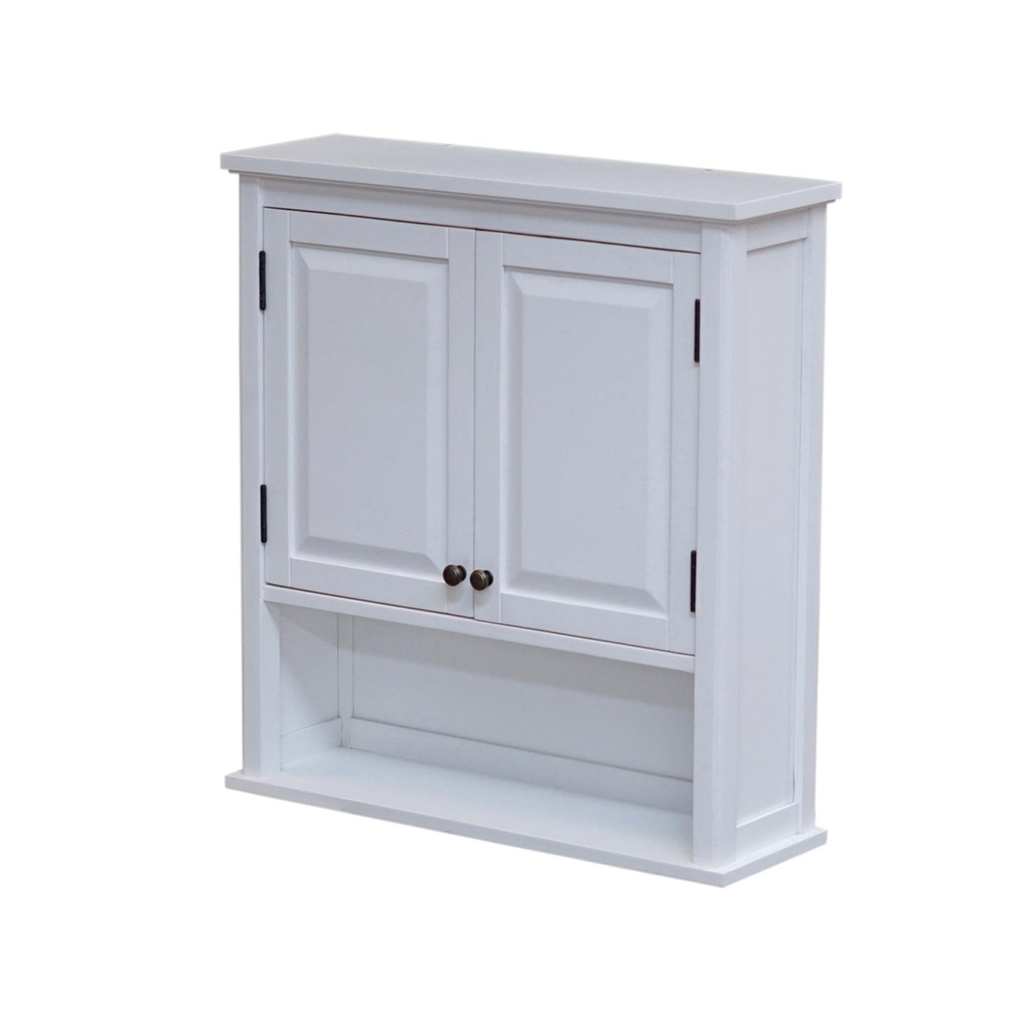Dorset Bathroom Wall Cabinet - Over the Toilet Storage and Medicine Cabinet with Adjustable Shelves, 2 Doors, and an Open Shelf to Organize Bathroom Essentials by Alaterre Furniture (White)