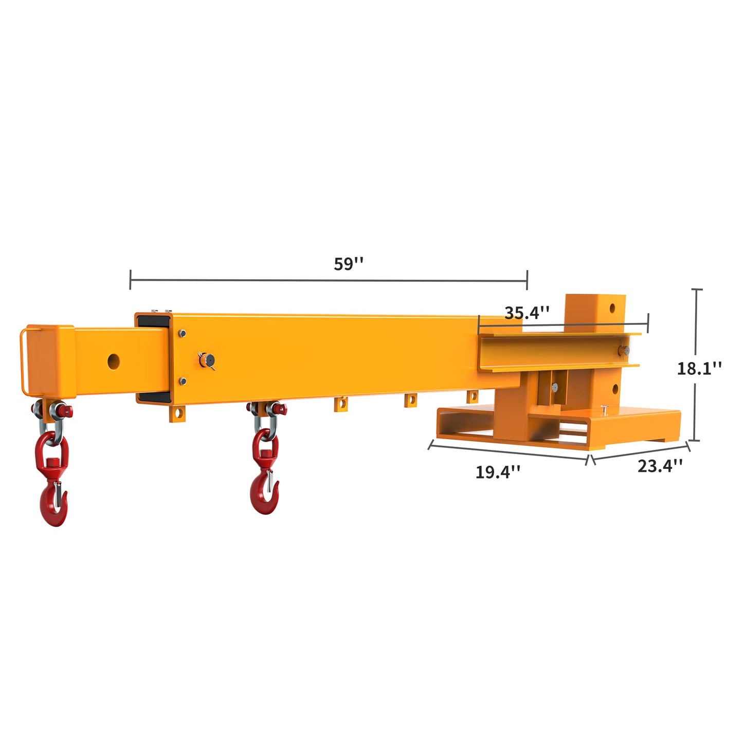 YINTATECH Forklift Mobile Crane 6000lbs/3T Capacity,Adjustable Hoist Pivoting Forklift Jib Boom Crane Forklift Lifting Attachment 2 Hooks Hoisting Attachment for Forklift