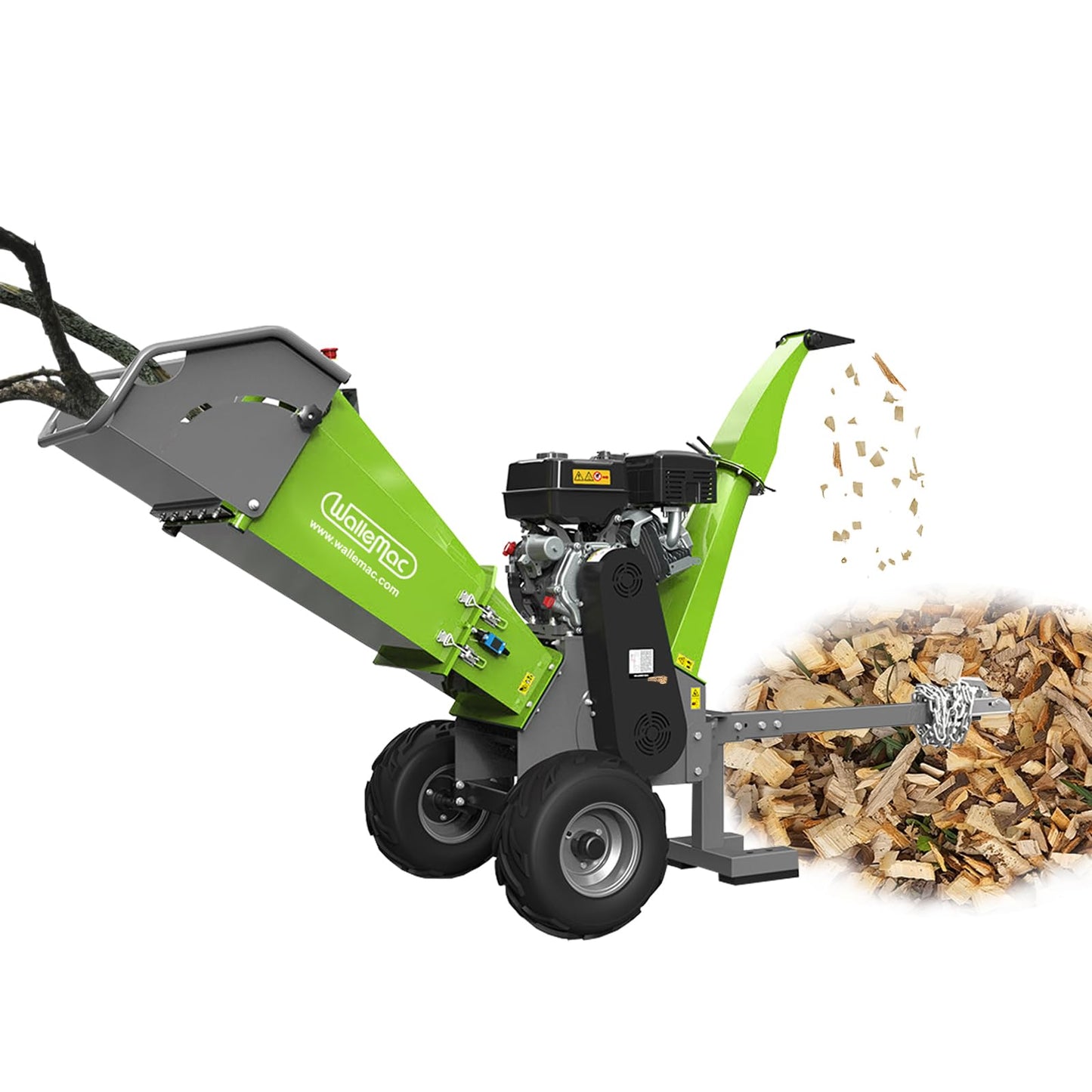 Wallemac 420cc 14HP 6-Inch Wood Chipper Shredder Mulcher E-Start Gas Powered B&S Engine EPA Certified with Towbar/Emergency Stop Button (B&S Engine, Electric Start)