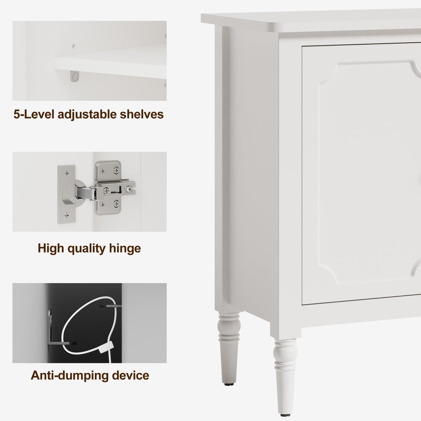 FansaFurn 58'' Large Sideboard Buffet Cabinet with 4 Doors, Modern Credenza Buffet Table for Coffee Bar, Storage Cabinet for Dining Room Living Room, White