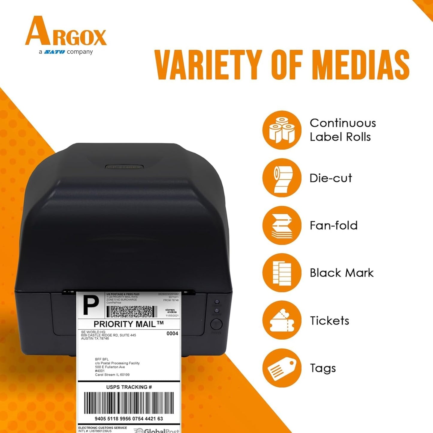 ARGOX CP-2140EX Pro Ethernet Barcode Label Printer, Thermal Transfer 4x6 Shipping & Product Labels, ZPL/EPL/DPL Compatible, 203 DPI Network Printer for Warehouse, Inventory & Logistics