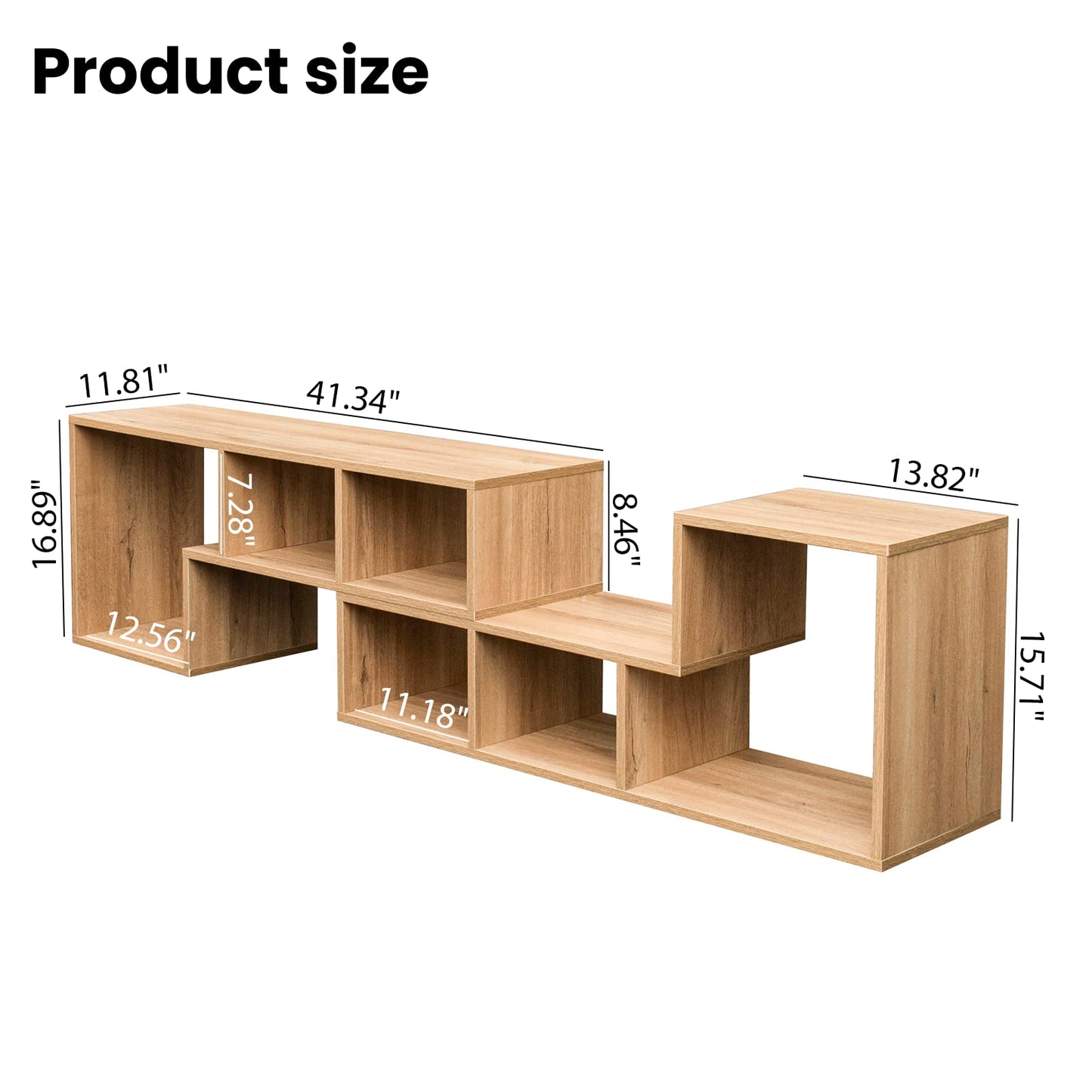 Recaceik Cube Bookshelf 2 Shelf Bookcase L-Shaped TV Console Stand Modern Entertainment Center with Open Storage Shelves for CDs/Movies/Books for Living Room, Bedroom, Home Office (Oak)