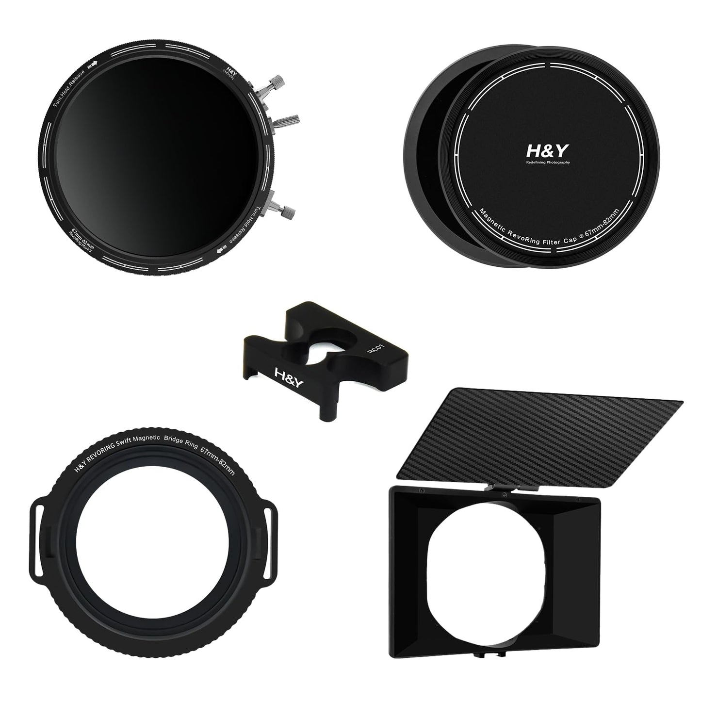 H&Y Filmmaker's Kit Revoring Mark II 67-82mm VND (ND3-1000) Neutral Density Filter & CPL Circular Polarizer + VND Converter + RevoSwift Magnetic Bridge Ring + Magnetic Matte Box + RevoRing Cap