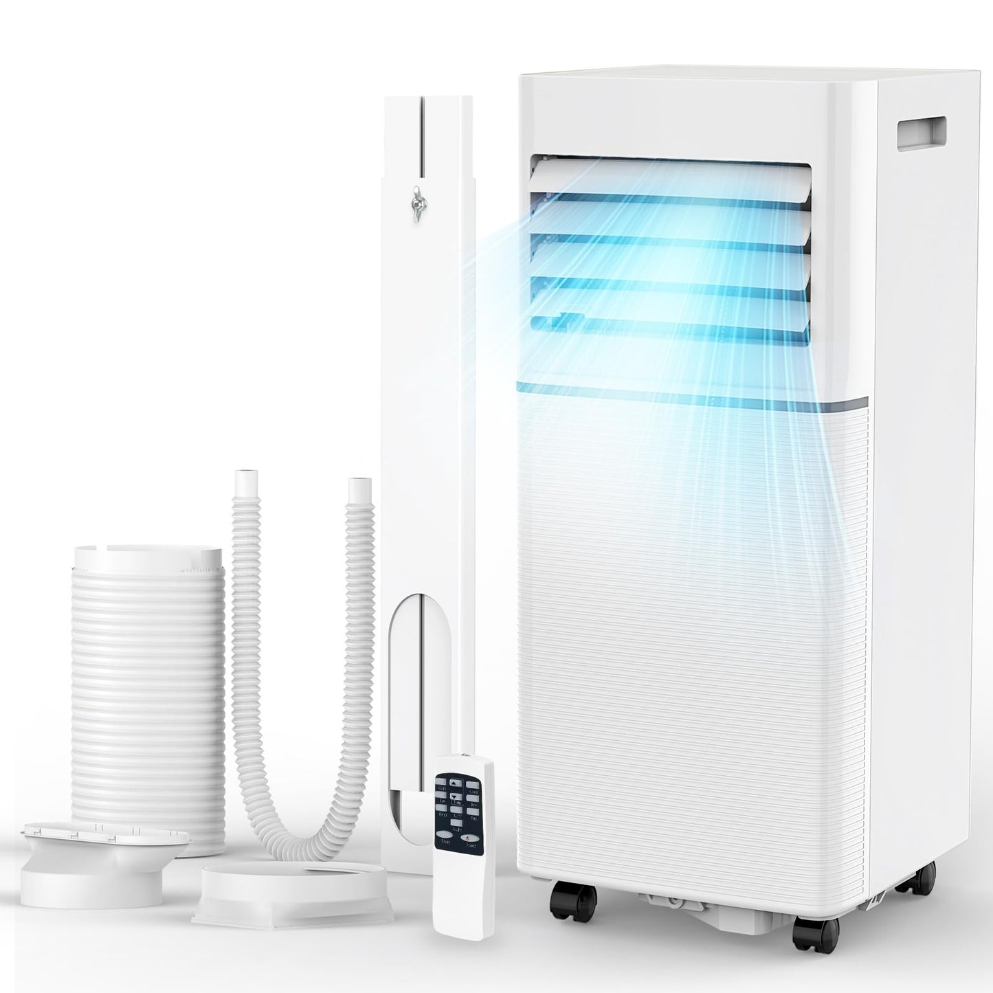 Electactic 10,050 BTU Portable Air Conditioner, 3-in-1 AC Cooler Dehumidifier Fan with LED Display, Remote Control, Quiet, Sleep Mode, 360° Casters, Window Kit for Room Office Apartment