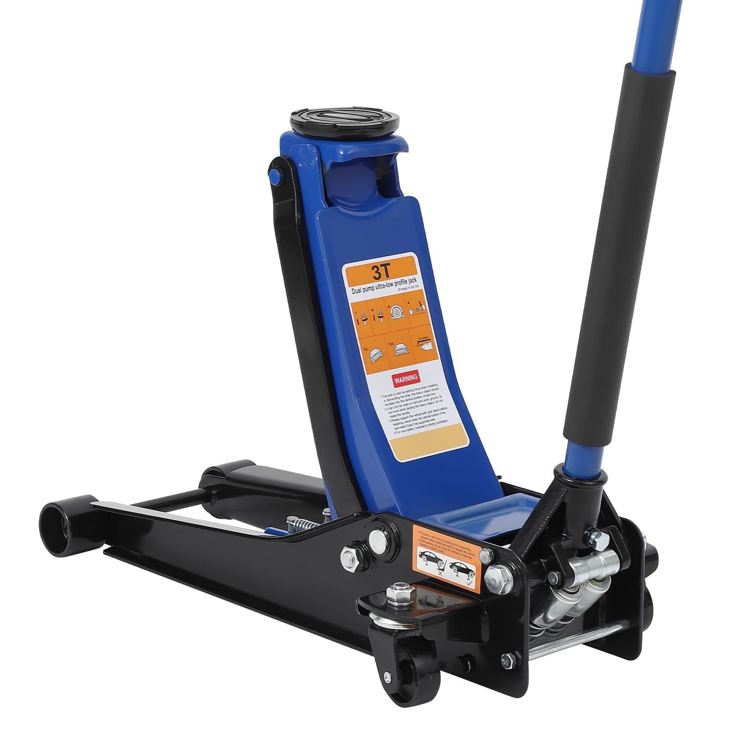 GarveeTech 3 T Low Profile Floor Jack, Professional Low Profile Hydraulic Jack, Heavy Duty Steel Racing Floor Jack with Dual Piston Quick Lift Pump,Lift Range 3 in-19.5 in,Hydraulic Car Jack, Blue