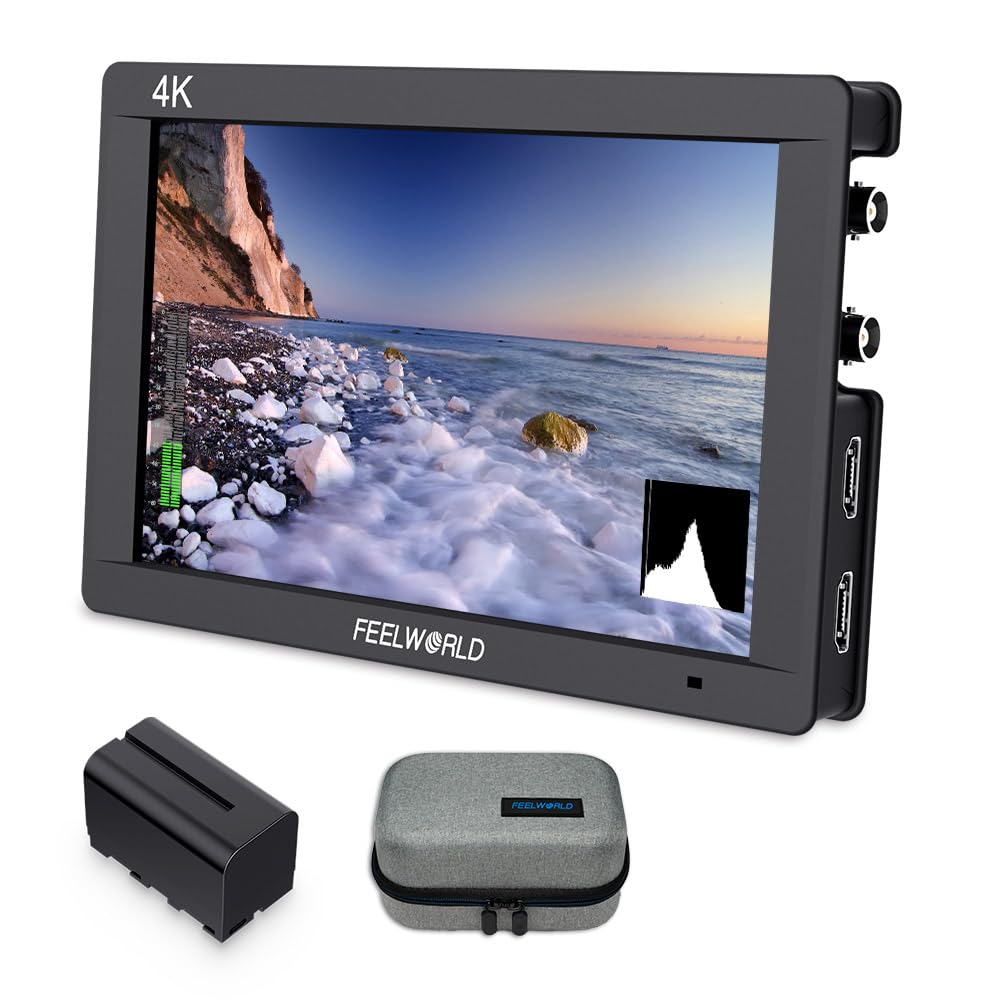 FEELWORLD FW703 7 Inch 450nit SDI On Camera Field DSLR Monitor with 3G SDI HDMI 4K Input Output, 3D LUT, Waveform, Accurate Expose Focus for Filmmaking Video Production with F750 Battery and Bag