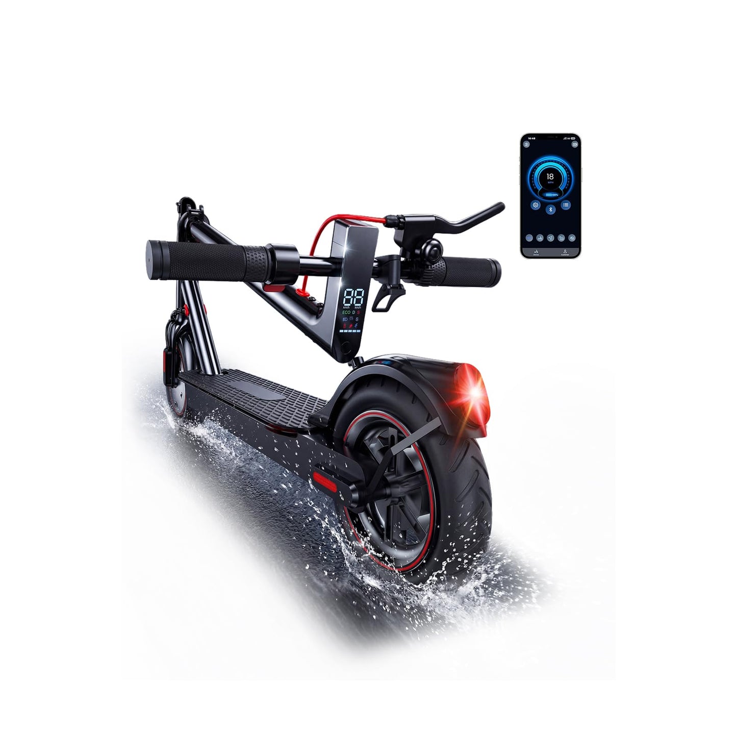 WAWSCOTE Electric Scooter - Electric Scooter Adults, 500W/1500W Motor, 18/21/25 Max MPH, 21/28 Miles Max Range, APP Control, Double Braking Systems, 8.5’’ Tire, Foldable E-Scooter