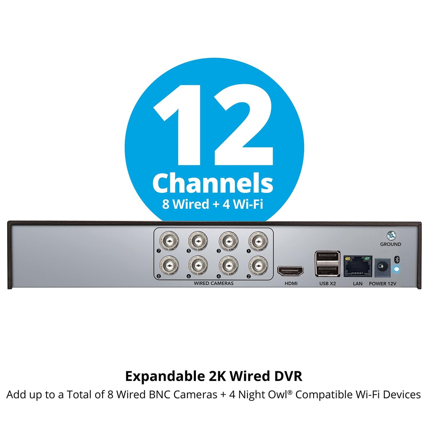 Night Owl SP 2-Way Audio 12 Channel 2K DVR with 1TB Hard Drive - Add up to 12 Total Devices