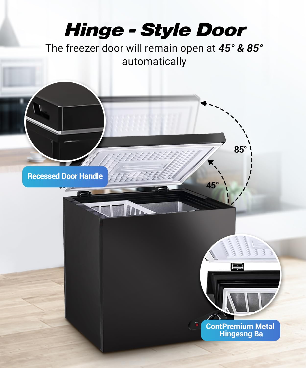 7.0 Cu.ft Chest Freezer, Top Open Door Deep Freezer with 7 Adjustable Thermostat (-18°F to 50°F), Compact Freezer with Removable Basket for Home/Garage/Office, Black
