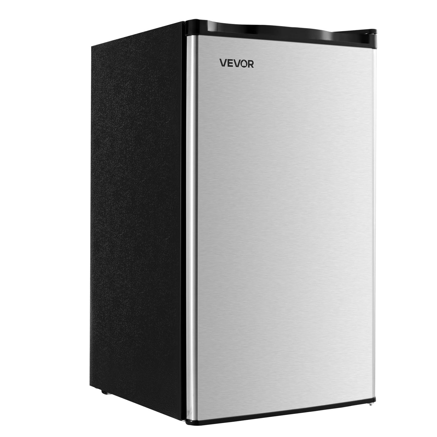 VEVOR 3.2 Cu.Ft Mini Fridge with Freezer, Single Door Compact Refrigerator with Micron Freezer Zone, 7-Mode Adjustable Temp, Energy Efficient Dorm Fridge, Reversible Door, Low Noise, Brushed Steel
