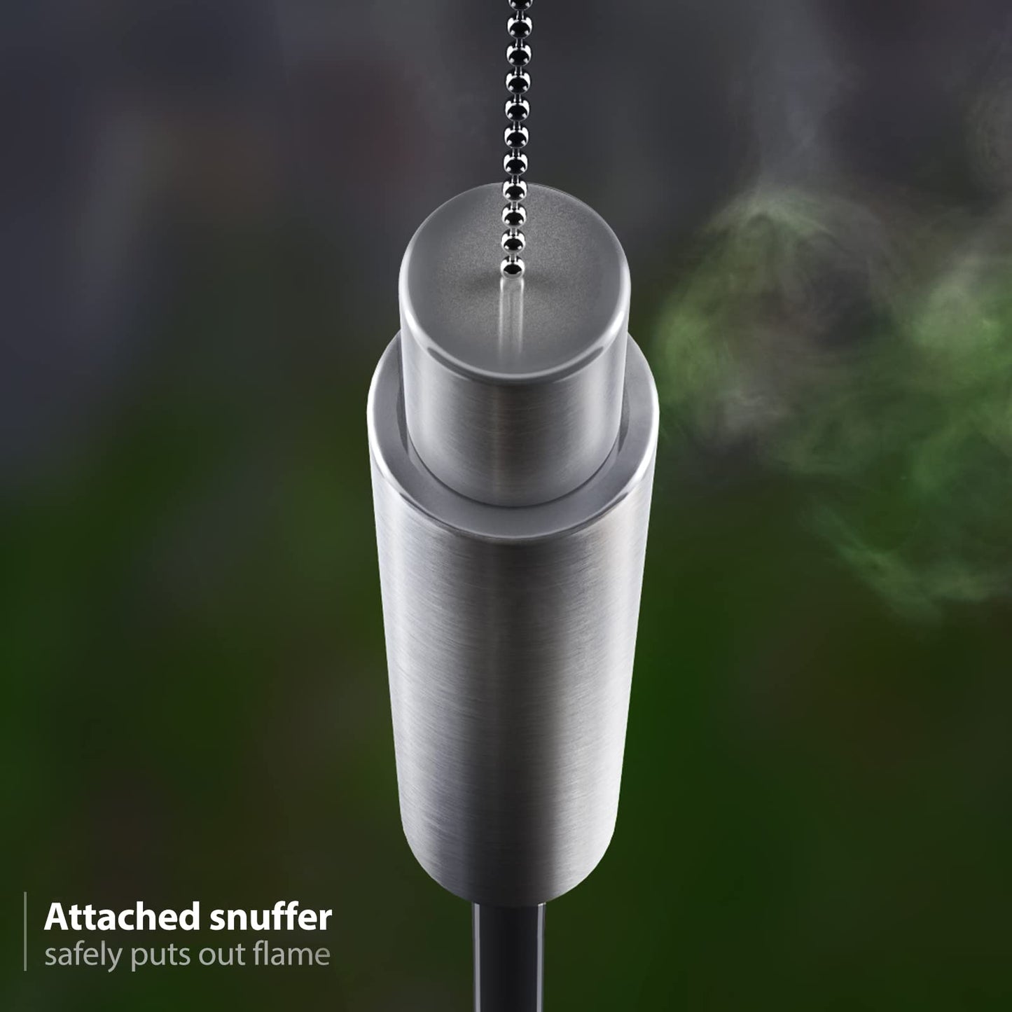 Matney Stainless Steel Outdoor Torches - Set of 2 - 5 ft Oil Lamp with Fiberglass Wick - Decorative Garden Lights