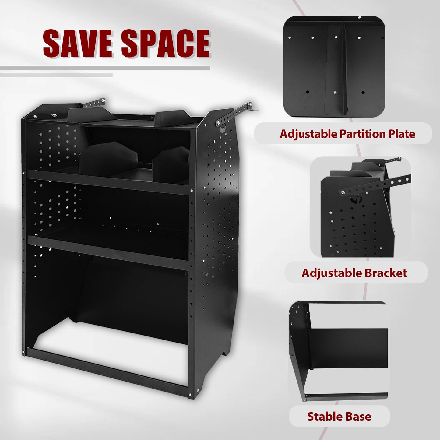 Cargo Van Shelving Storage System, 32" W x 46" H x 13" D Van Shelving Fit for Ford Transit, Chevy Express, GM, NV, Promaster, Sprinter and Metris