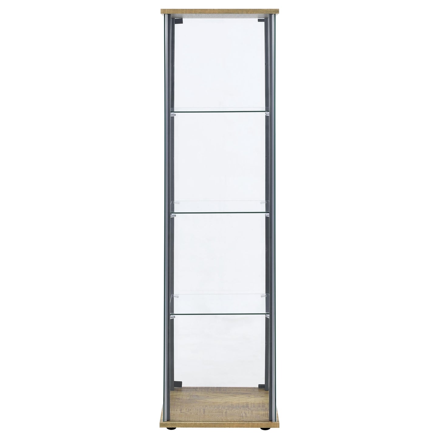 Coaster Home Furnishings - Bellatrix - Glass - 3-Shelf Curio Cabinet with Metal Frame, One Door, and Black Hardware - Living Room - 64-Inch - Mango - 950172MGO