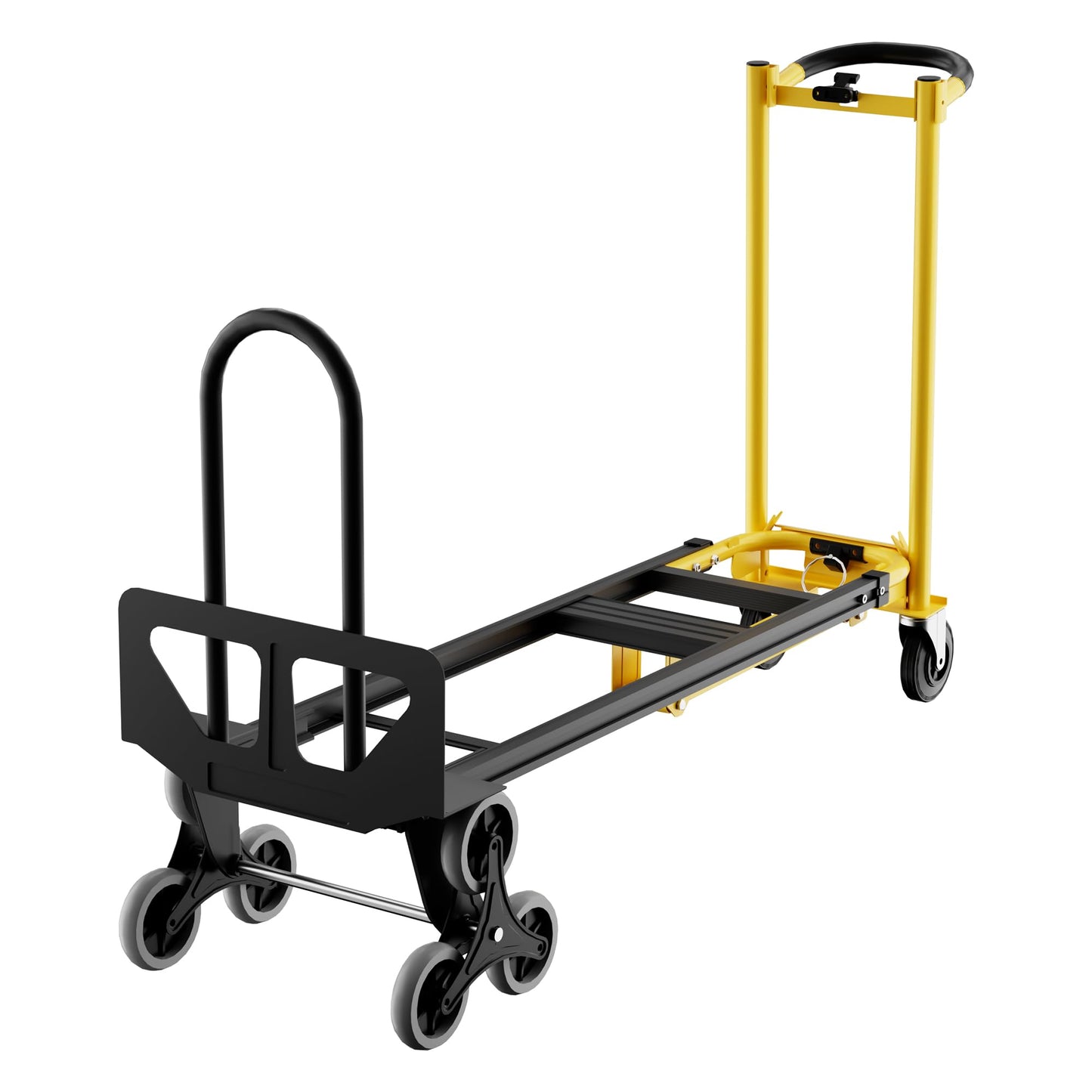 Heavy Duty Aluminum Hand Truck, 3-in-1 Convertible Folding Dolly Cart, Stair Climbing Hand Truck with Wheels, Industrial Platform Trolley for Warehouse, Home, Office & Transport Moving