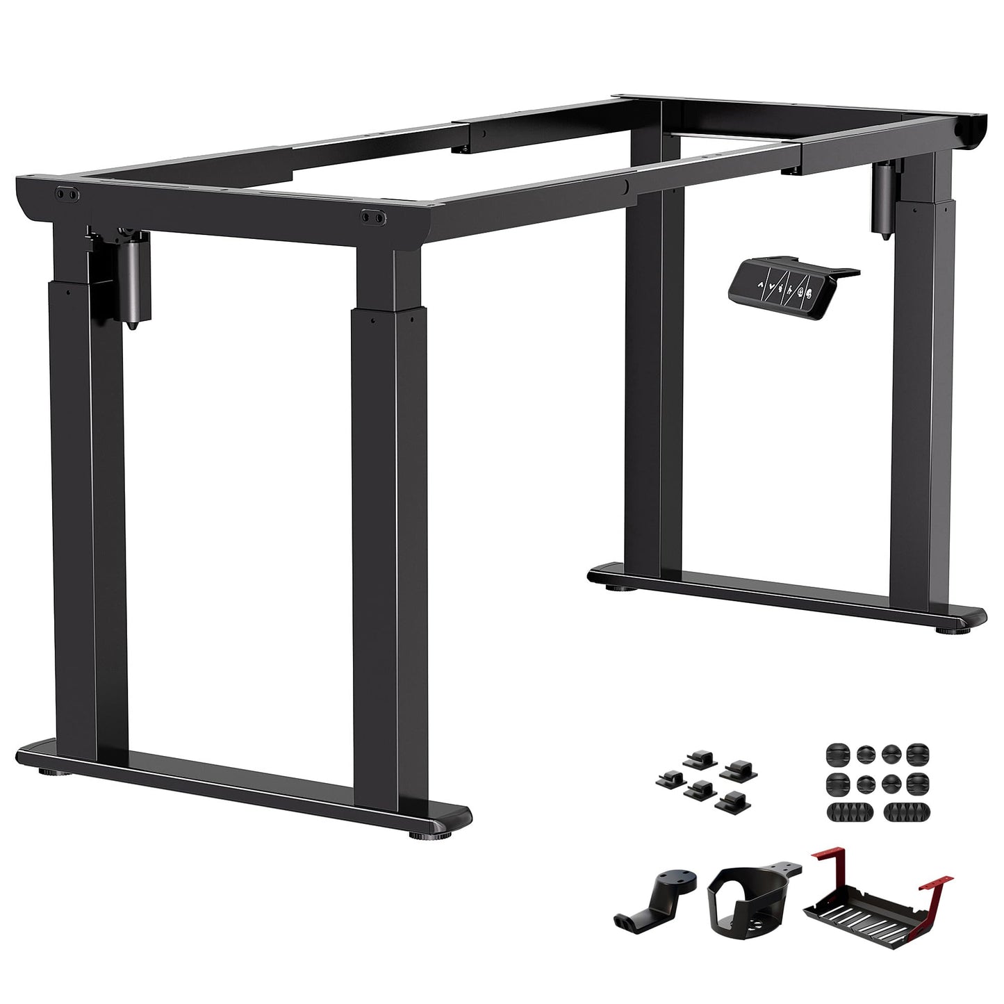 JWX 4-Leg Standing Desk Frame with Dual Motors, Electric Height Adjustable Desk Base, Heavy Duty 330 lbs Load, Fits Desktop 39″–79″, Anti-Collision, Memory Presets, Black Frame Only