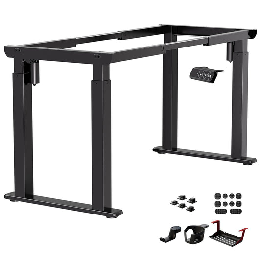 JWX 4-Leg Standing Desk Frame with Dual Motors, Electric Height Adjustable Desk Base, Heavy Duty 330 lbs Load, Fits Desktop 39″–79″, Anti-Collision, Memory Presets, Black Frame Only
