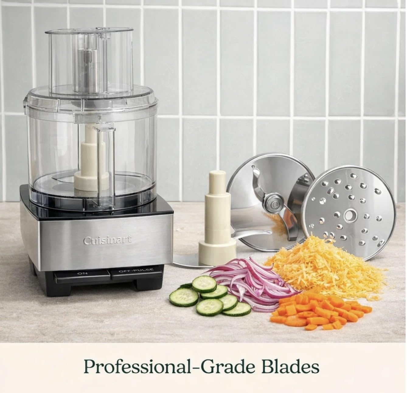 Cuisinart Food Processor, 14-Cup Vegetable Food Chopper for Mincing, Dicing, Shredding, Puree & Kneading Dough, 720-Watt Motor, Stainless Steel, DFP-14BCNY