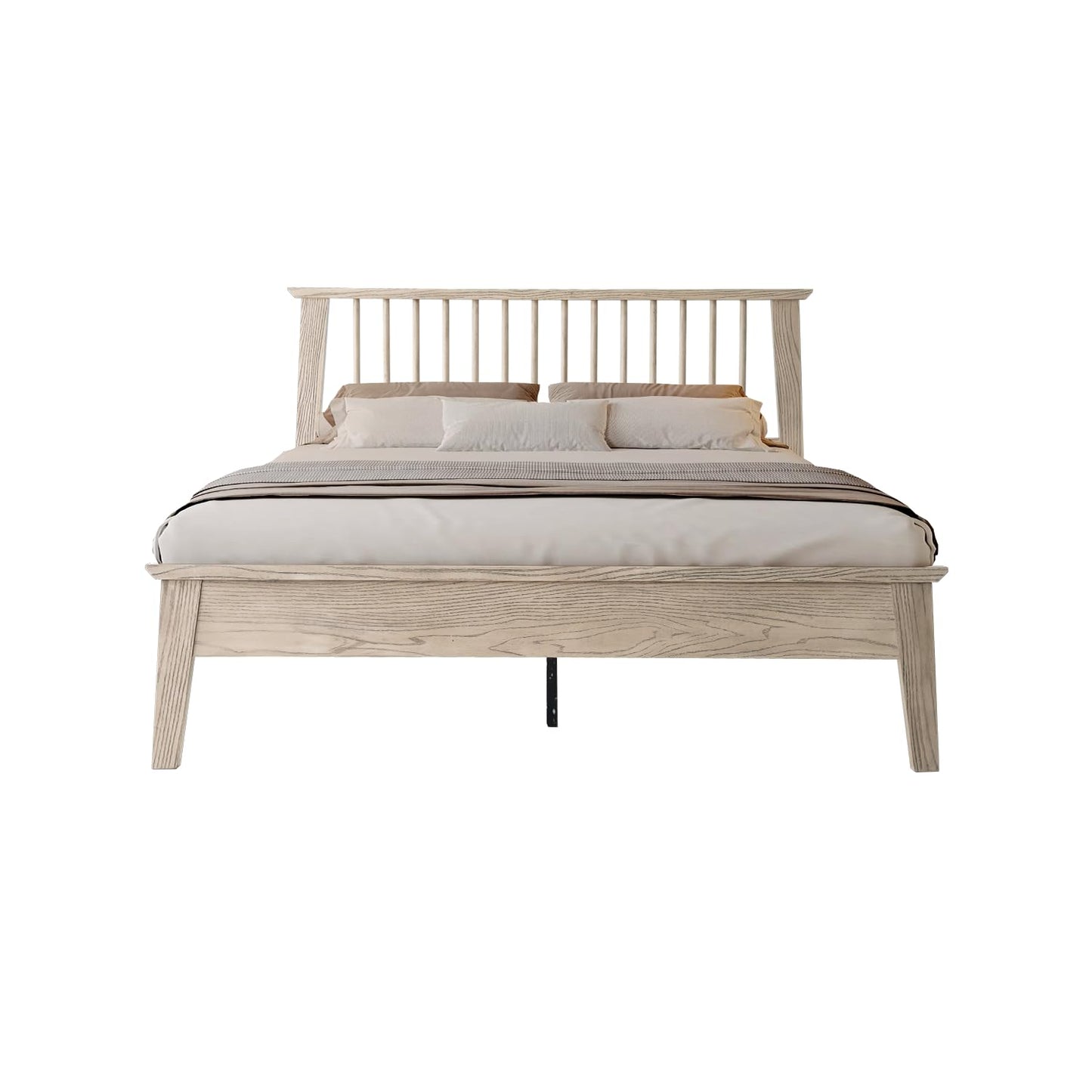 Full Size Solid Wood Platform Bed Frame, Headboard & Footboard, Easy Assembly, 12 Sturdy Slatted Base, Centre Metal Legs, No Box Spring Needed, Noise-Free & Slip-Free, Driftwood Gray Oak Finish YUF-33
