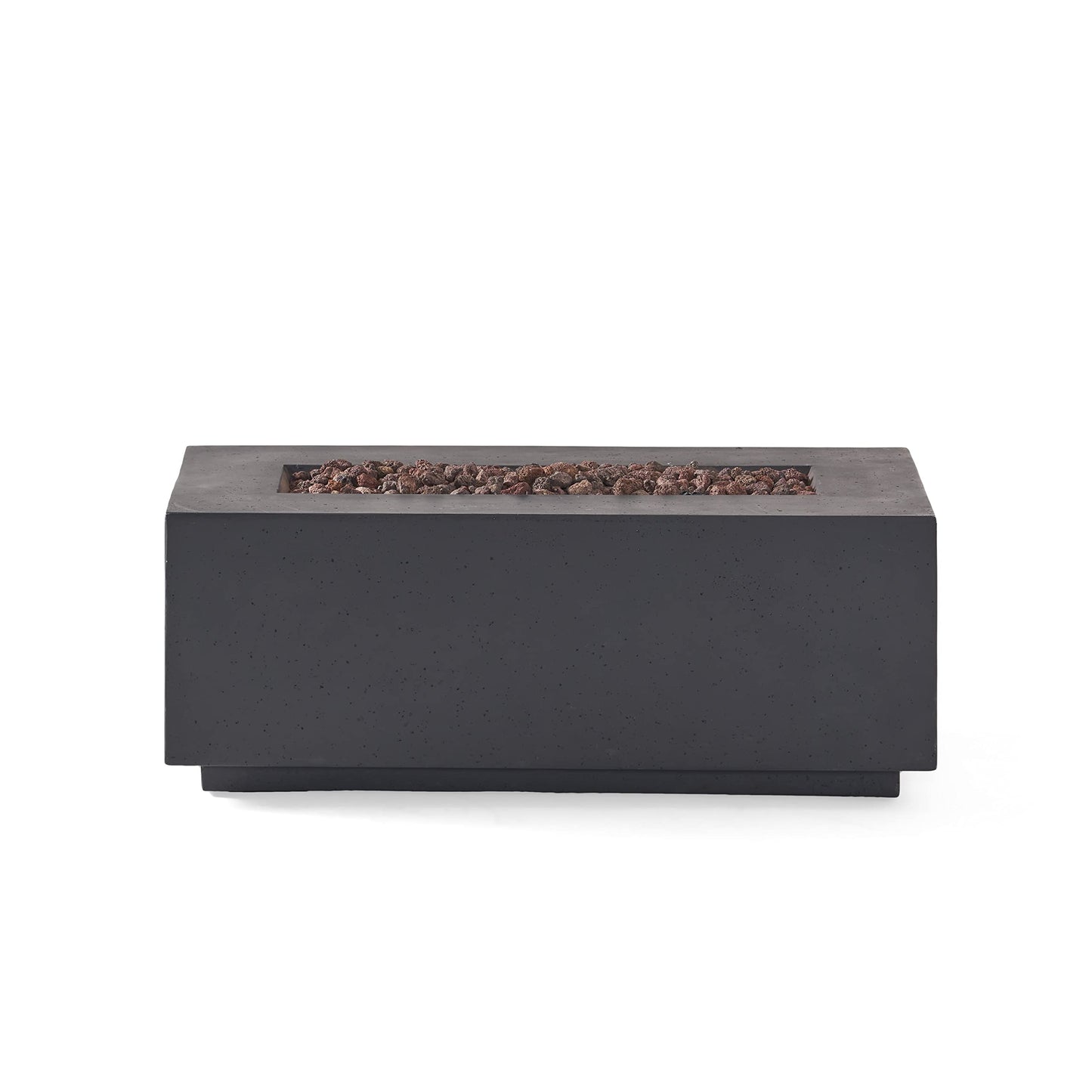 Christopher Knight Home Aidan Outdoor 40,000 BTU Rectangular Fire Pit (No Tank Holder) - Lightweight Concrete - Dark Gray