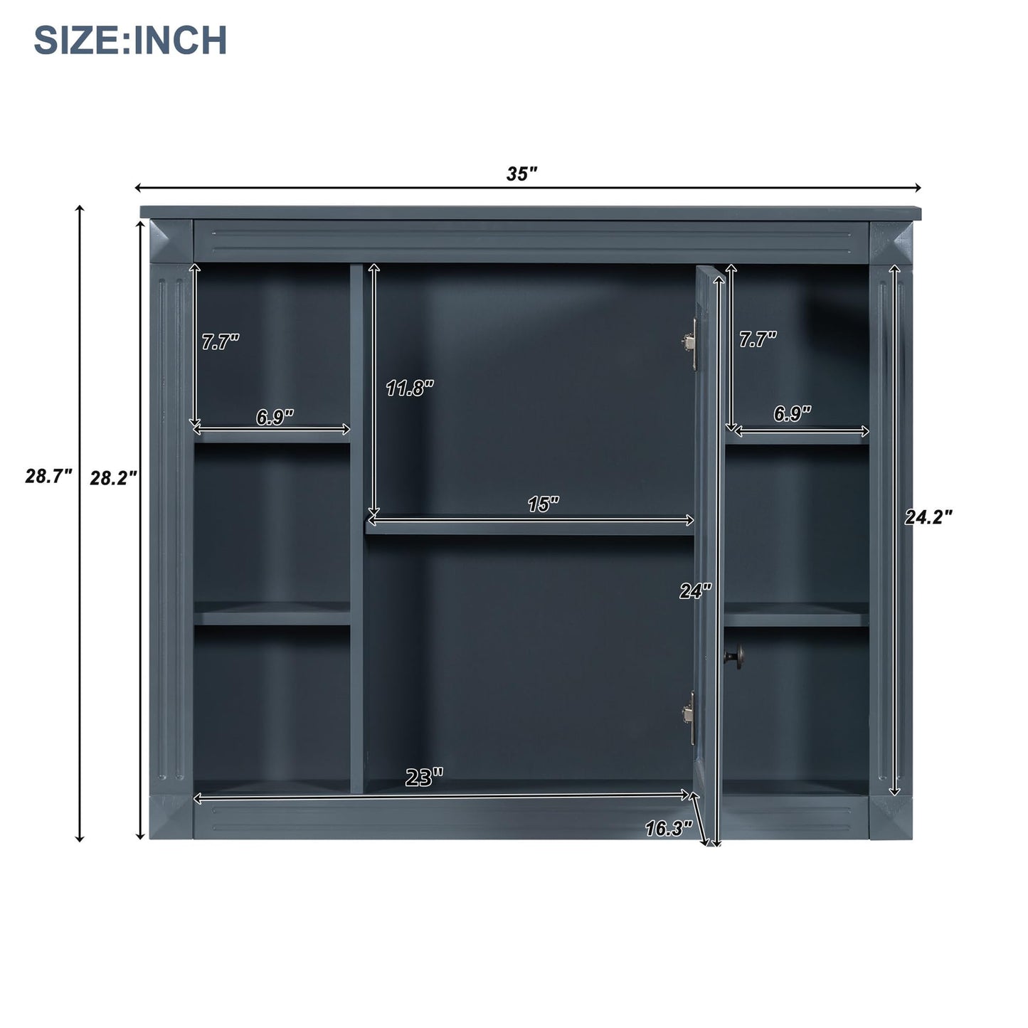 NBEETISM 35 Inch Medicine Cabinet with Mirror, Wall Mount Bathroom Storage Cabinet, Over Toilet Organizer with Adjustable and Open Shelves for Home Decor