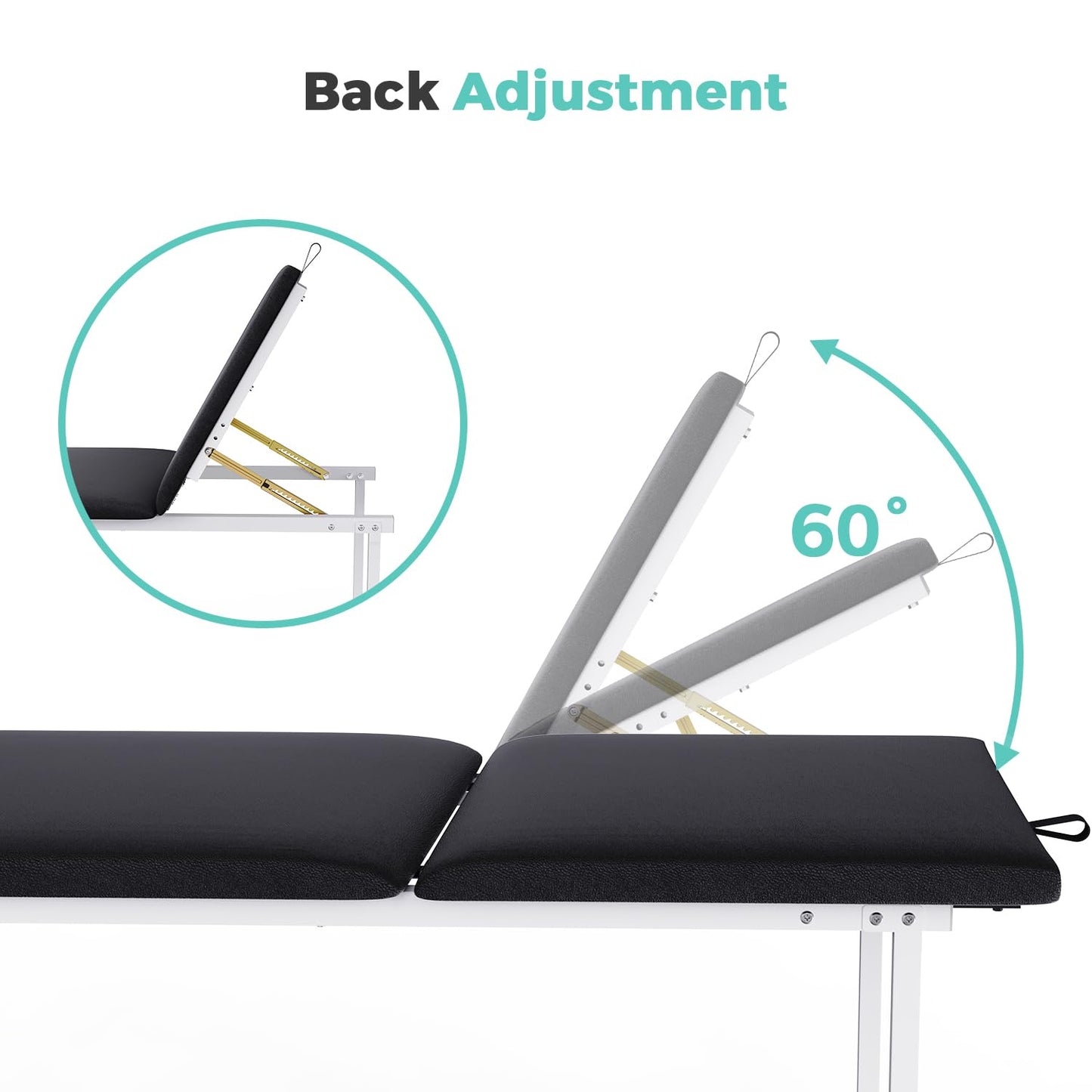 OLERN 27.6" Width Adjustable Backrest Medical Exam Table, Stable Doctor Bed