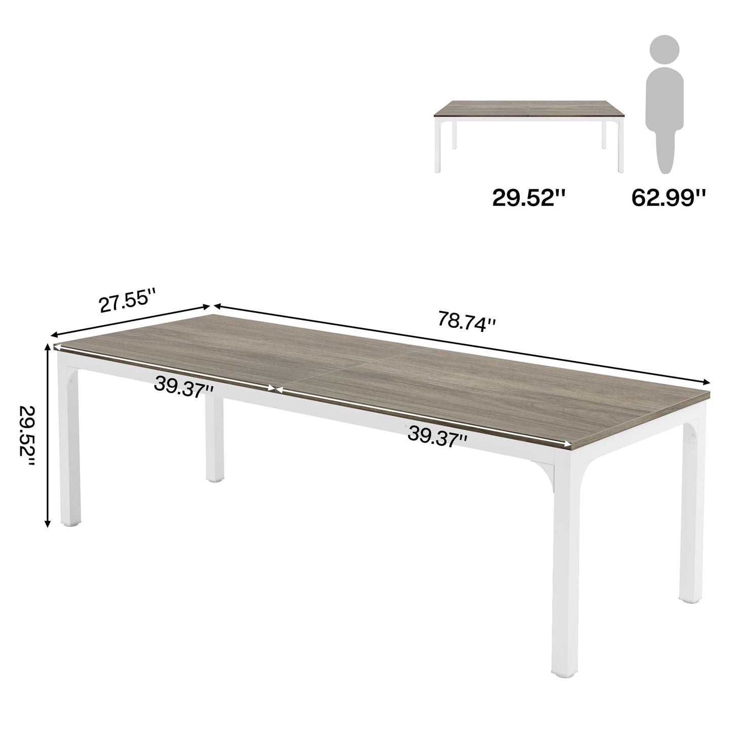 Tribesigns 78.7 Inches Extra Long Computer Desk 2 Person Desk, Double Long Desk, Workstaion for Home Office, Oak+White