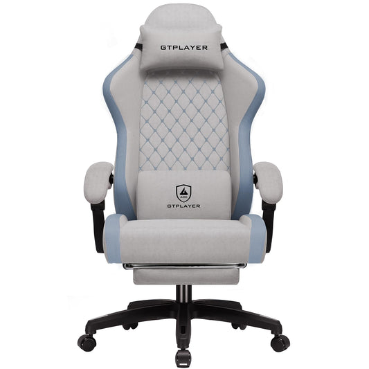 GTPLAYER Gaming Chair, Ergonomic Computer Chair with Footrest and Lumbar Support, High Back Recliner Chair 350lbs, Height Adjustable for Home Office, Grey
