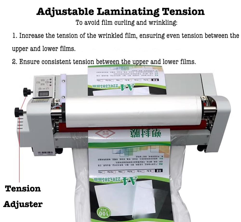 350mm Laminator Machine, Cold Hot Roller Laminating Machine, Single- & Double-Sided Thermal Laminator for Paper Card Wood Veneer PVC Foil, Digital Display, Safety Protection (V350)