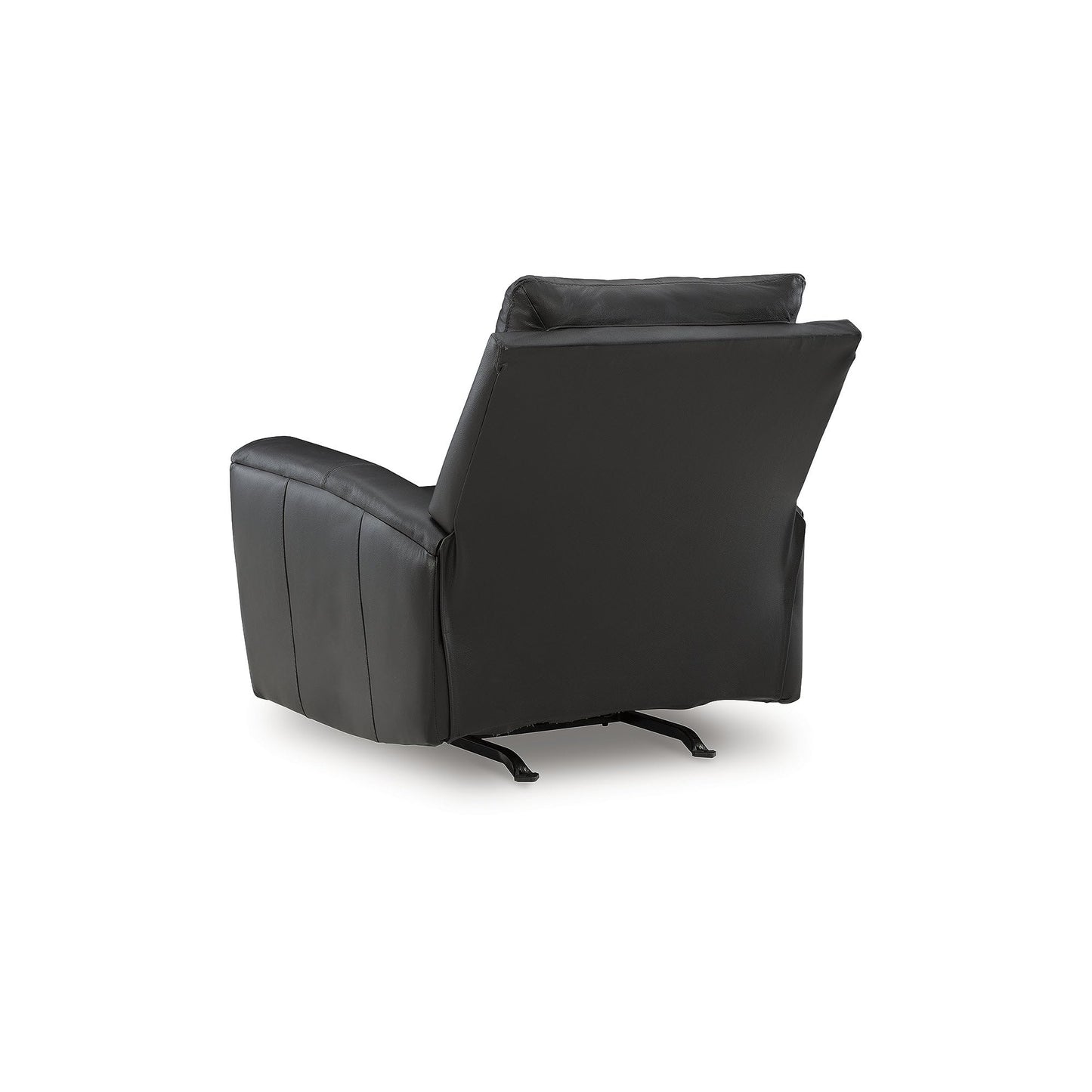 Signature Design by Ashley Glassmere Contemporary Leather Match Rocker Recliner with Arm Rest, Black