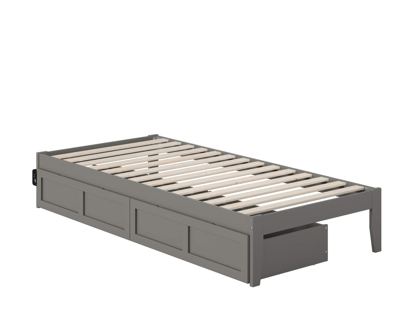 AFI, Colorado Twin XL Platform Bed with 2 Storage Drawers, Grey