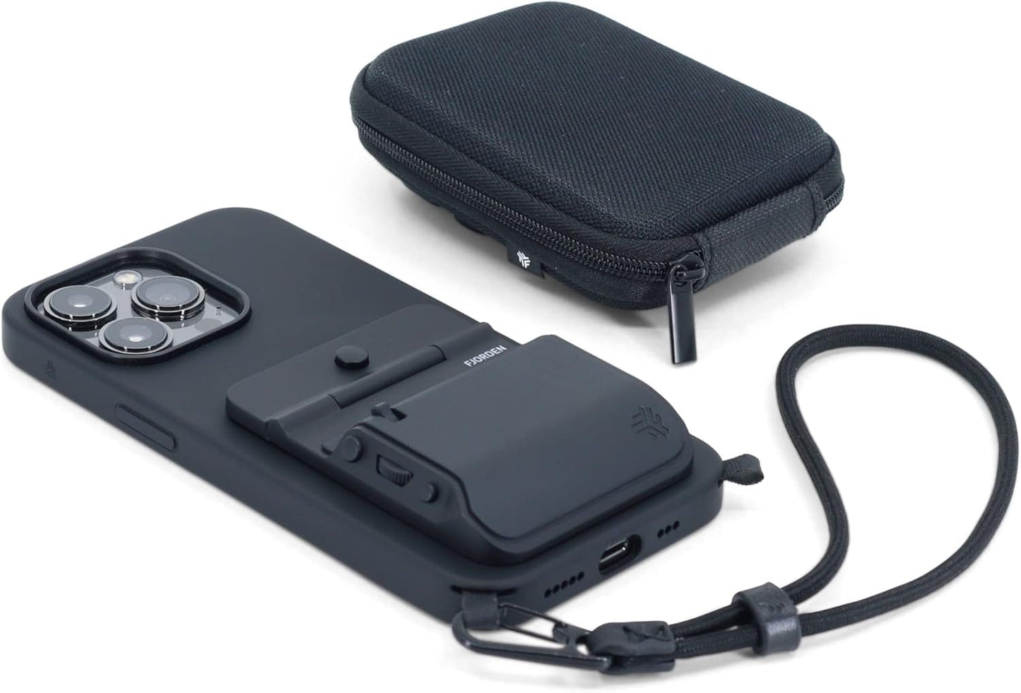 FJORDEN Pro Bundle for iPhone 16 Pro - Includes Camera Grip, (MagSafe Compatible) iPhone Case, Black Rope Strap & Carry Case - Shoot Like A Pro With Your iPhone