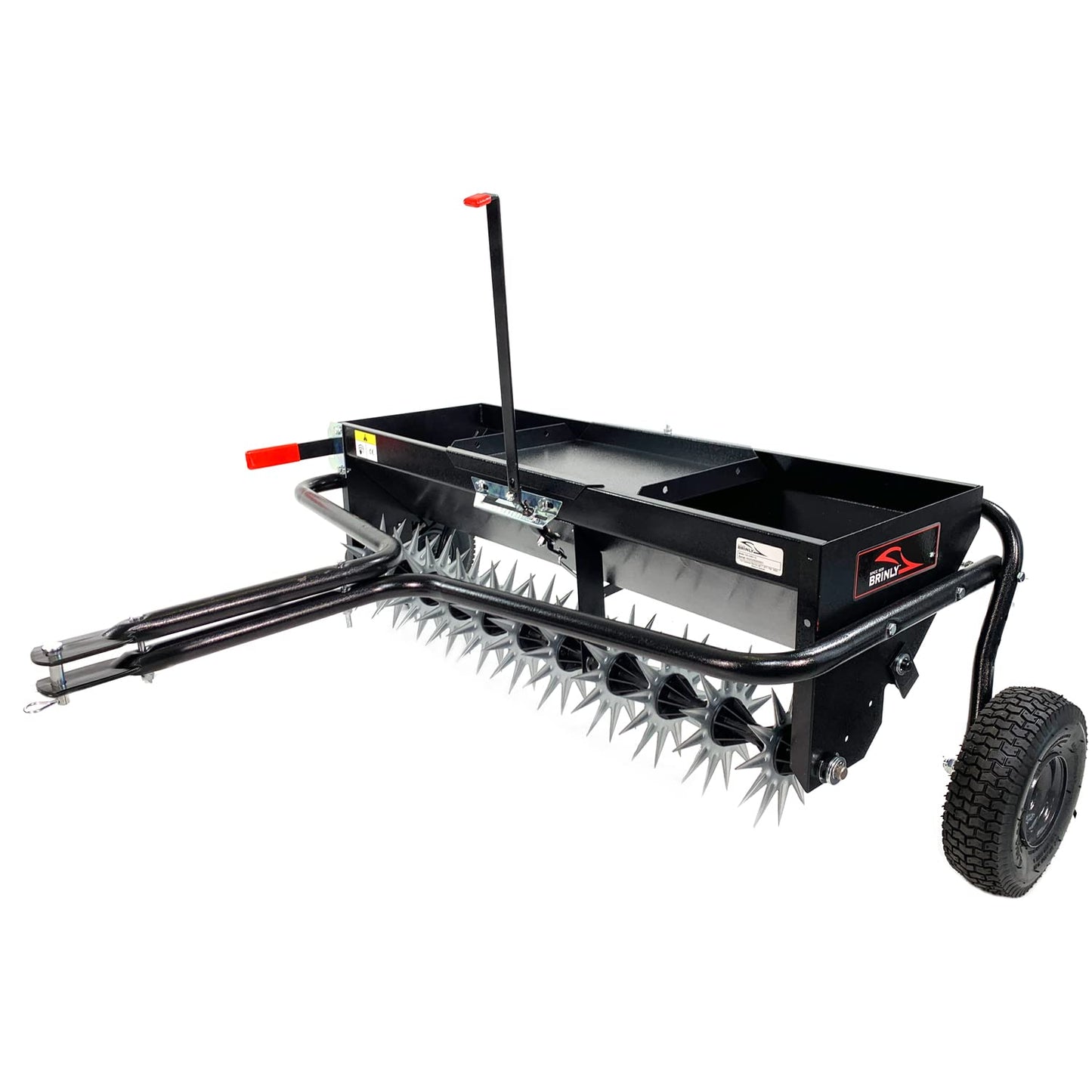 Brinly Tow Behind Combination Aerator Spreader with Weight Tray, 40-Inch, Flat Black
