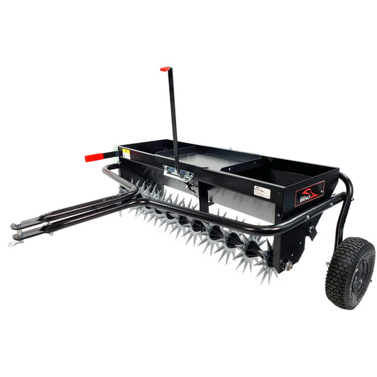 Brinly Tow Behind Combination Aerator Spreader with Weight Tray, 40-Inch, Flat Black