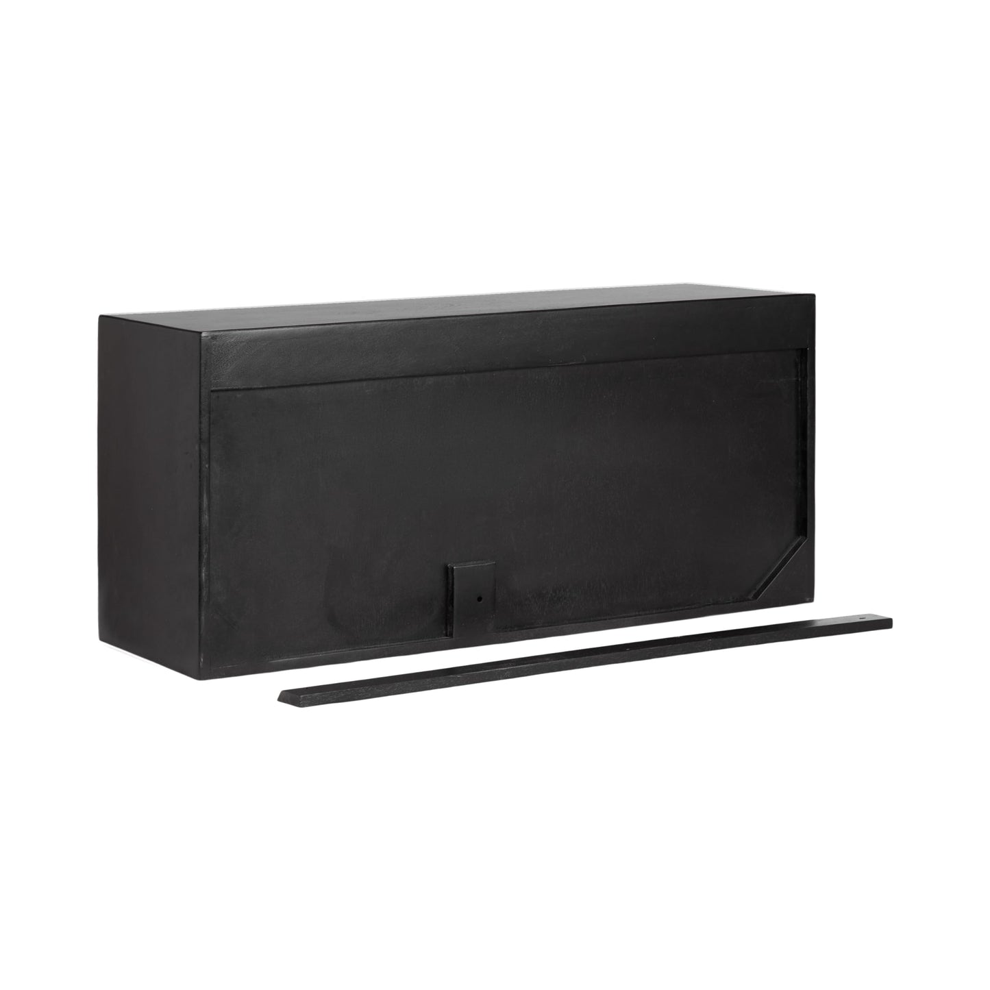 Kate and Laurel Ranier Modern Wooden Two-Door Wall Cabinet; 30 x 10 x 14; Black; Decorative Storage Cabinet with Dimensional Face for Use as Floating Nightstand or Floating TV Shelf
