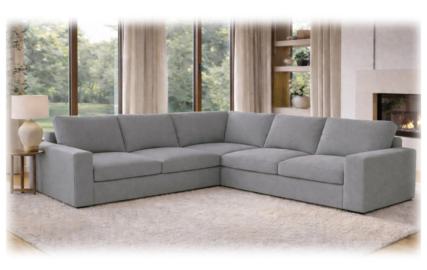 The Heavy and Durable Cotton Kivik Sectional 4 Seat Sofa Cover Replacement is Compatible with IKEA Kivik Corner 2 + 2 Four Seat Couch Slipcover. (Light Gray 2+2)