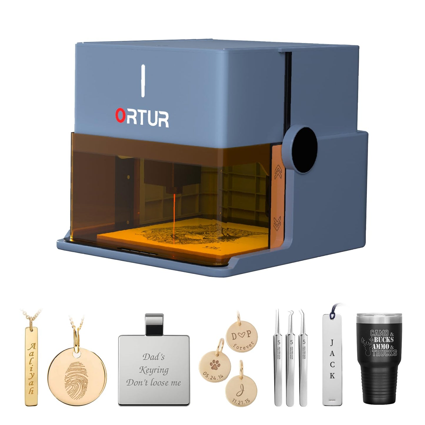 Ortur R1 Class 1 Foldable Laser Engraver with 1000mW 1064nm Infrared Laser Module, Exquisite Gift Box Packaging, APP Control Laser Engraver for Metal, Plastic, Acrylic - Ideal for Jewelry, Gift Making