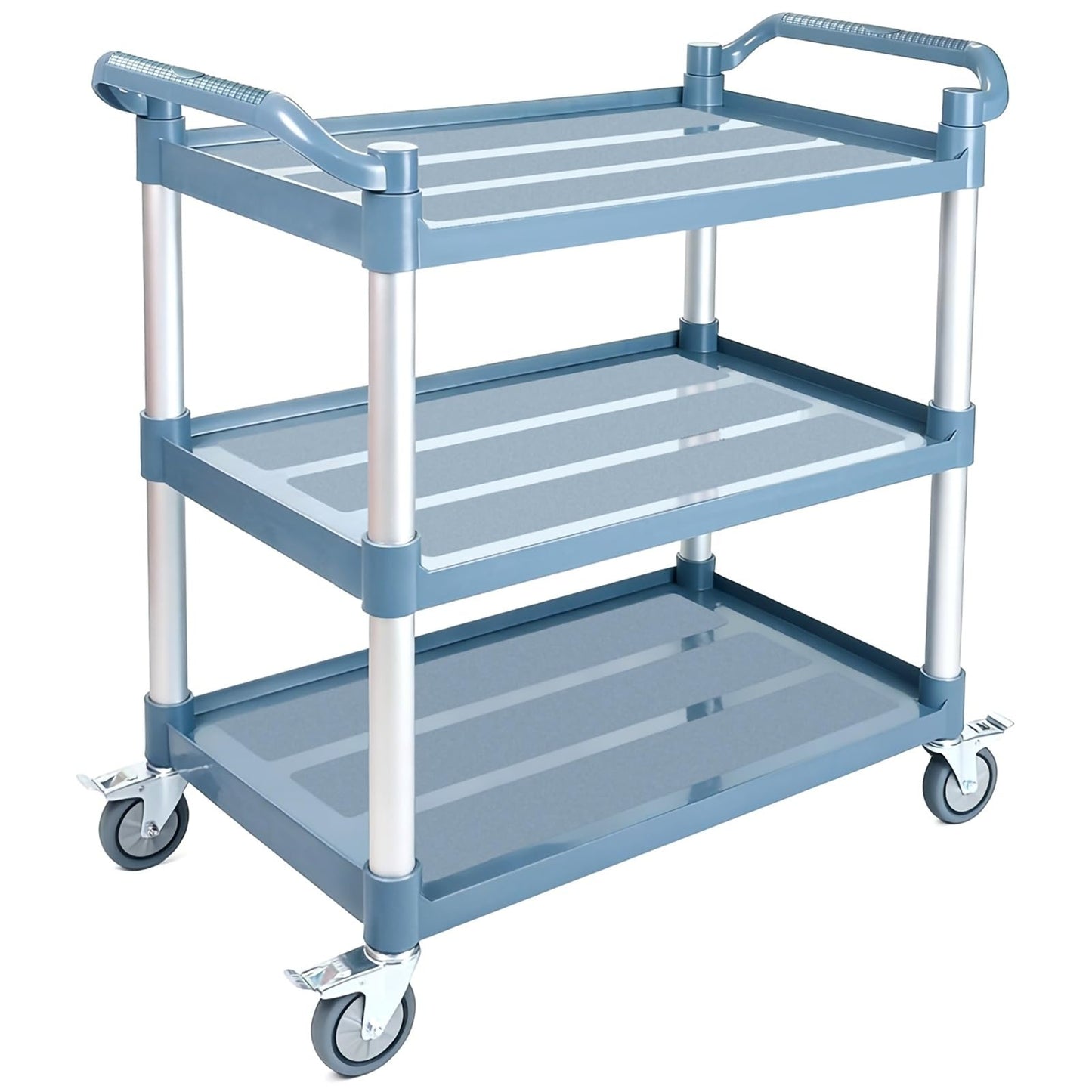 Aimoly 3-Tier Rolling Utility Cart on Wheels, 540 lbs Capacity Utility Service Cart, Commercial Kitchen Cart with 4 Lockable Swivel Casters for Restaurant/Home/Warehouse/Office (40x 19.41x 38.58 in)