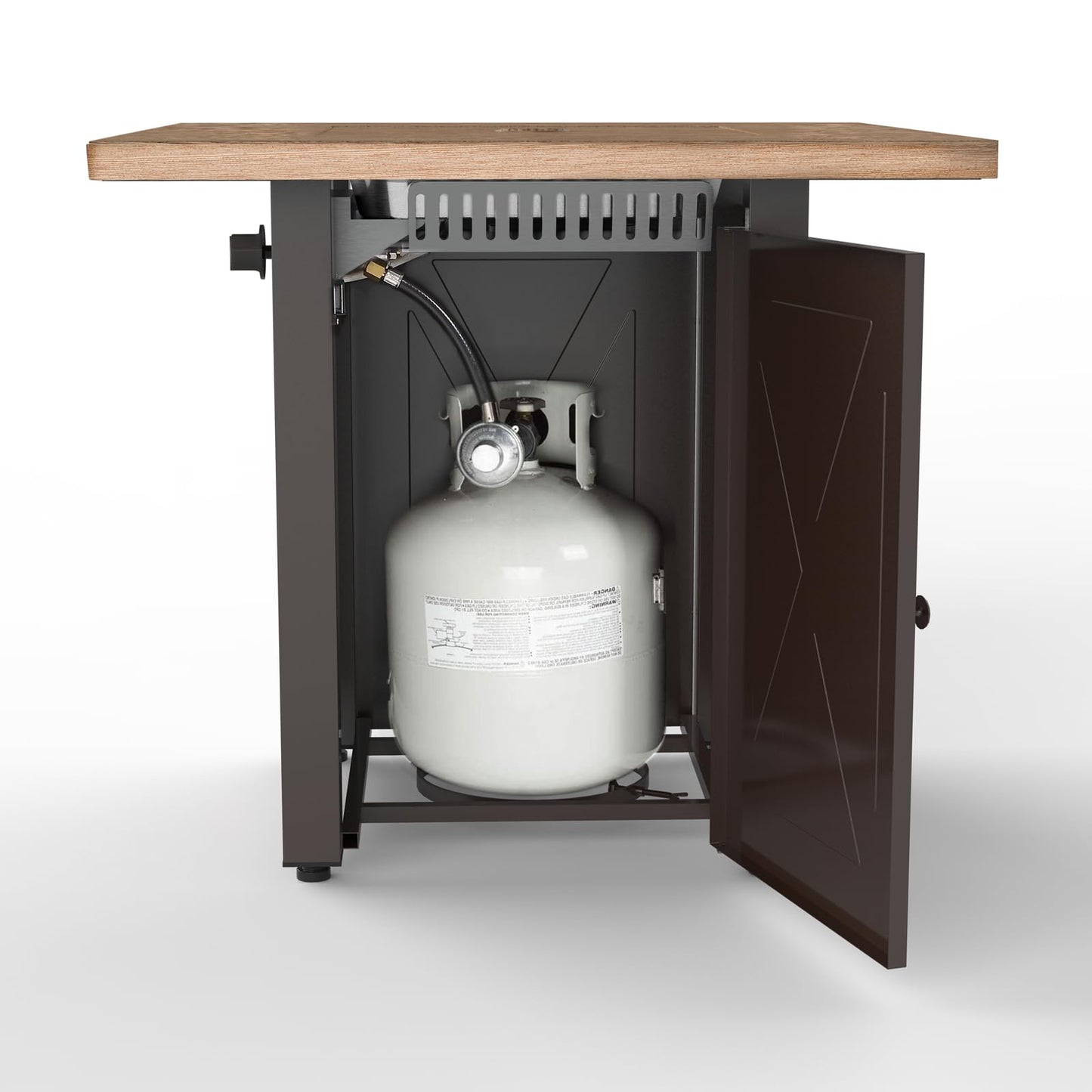 Outdoor Fire Tables, 50,000 BTU Patio Fire Pit Table Prop ane Fireplace for Backyard, Deck, Multi-Use Square Gas Fire Pit with Lid & Lava Rock, Table Top Firepit, Wood Table and Mocha Base