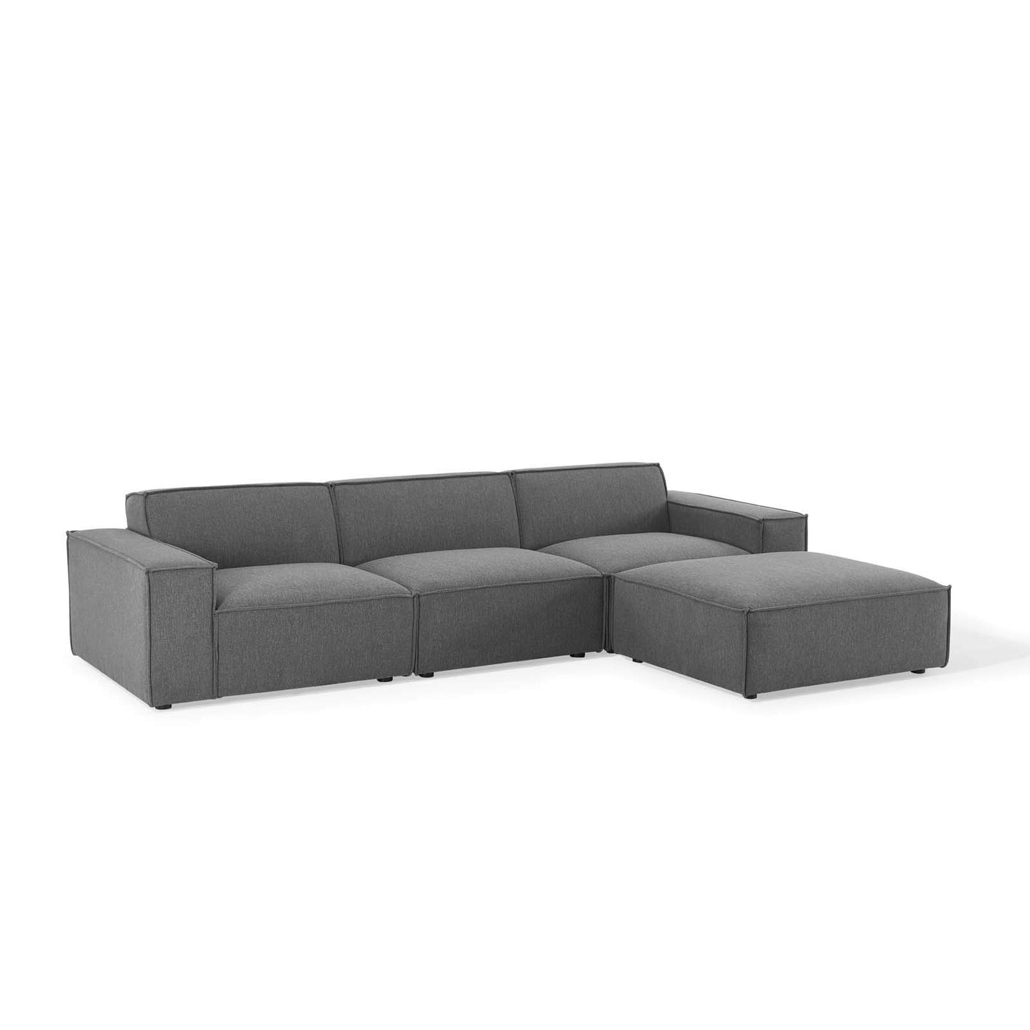 Modway Restore 4-Piece Upholstered Sectional Sofa in Charcoal