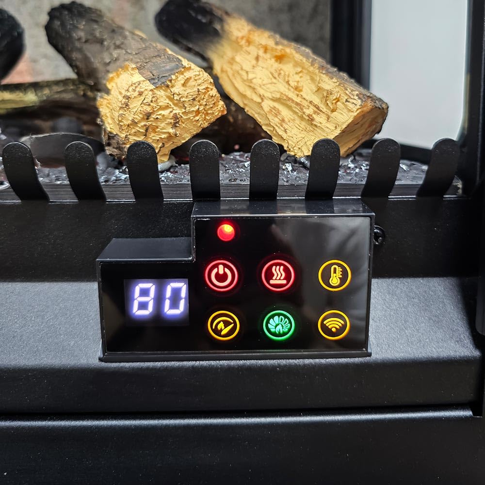 Modern Ember Harlowe Freestanding Electric Fireplace Stove Heater in Black with Multi-Color Ember Bed | Smart Technology | Alexa/WiFi Enabled | 1500W | Indoor Portable Heater | Safety Shutoff