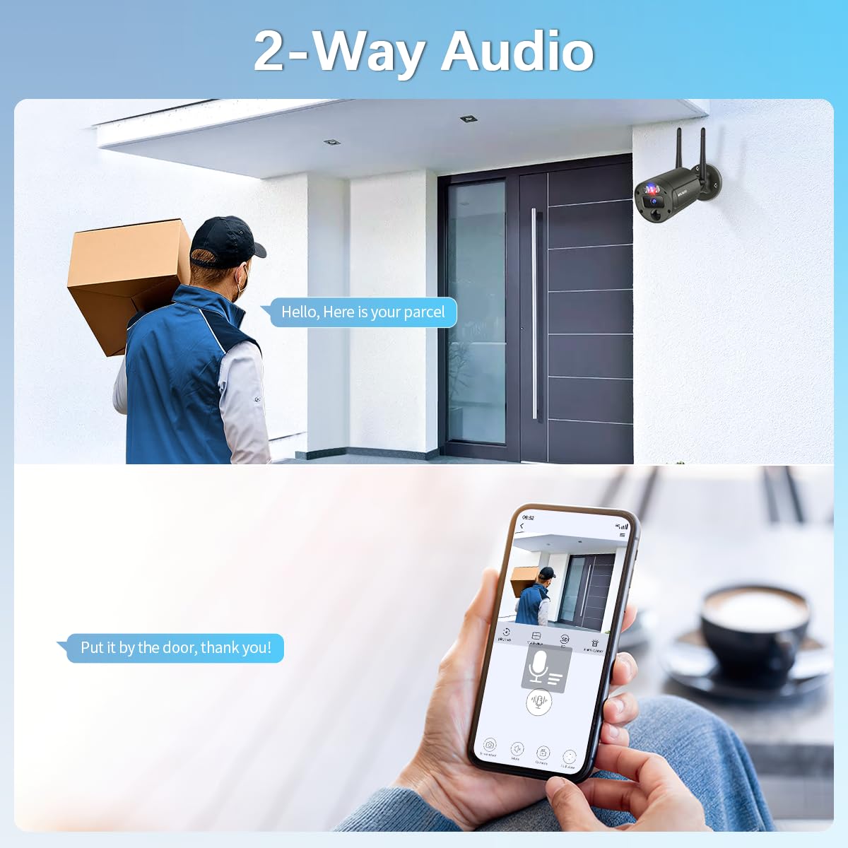 【130° Wide Angle & 2-Way Audio】 Outdoor Wireless Security Camera System, Wireless Cameras for Home Security, WiFi Video Surveillance Systems DVR Kits
