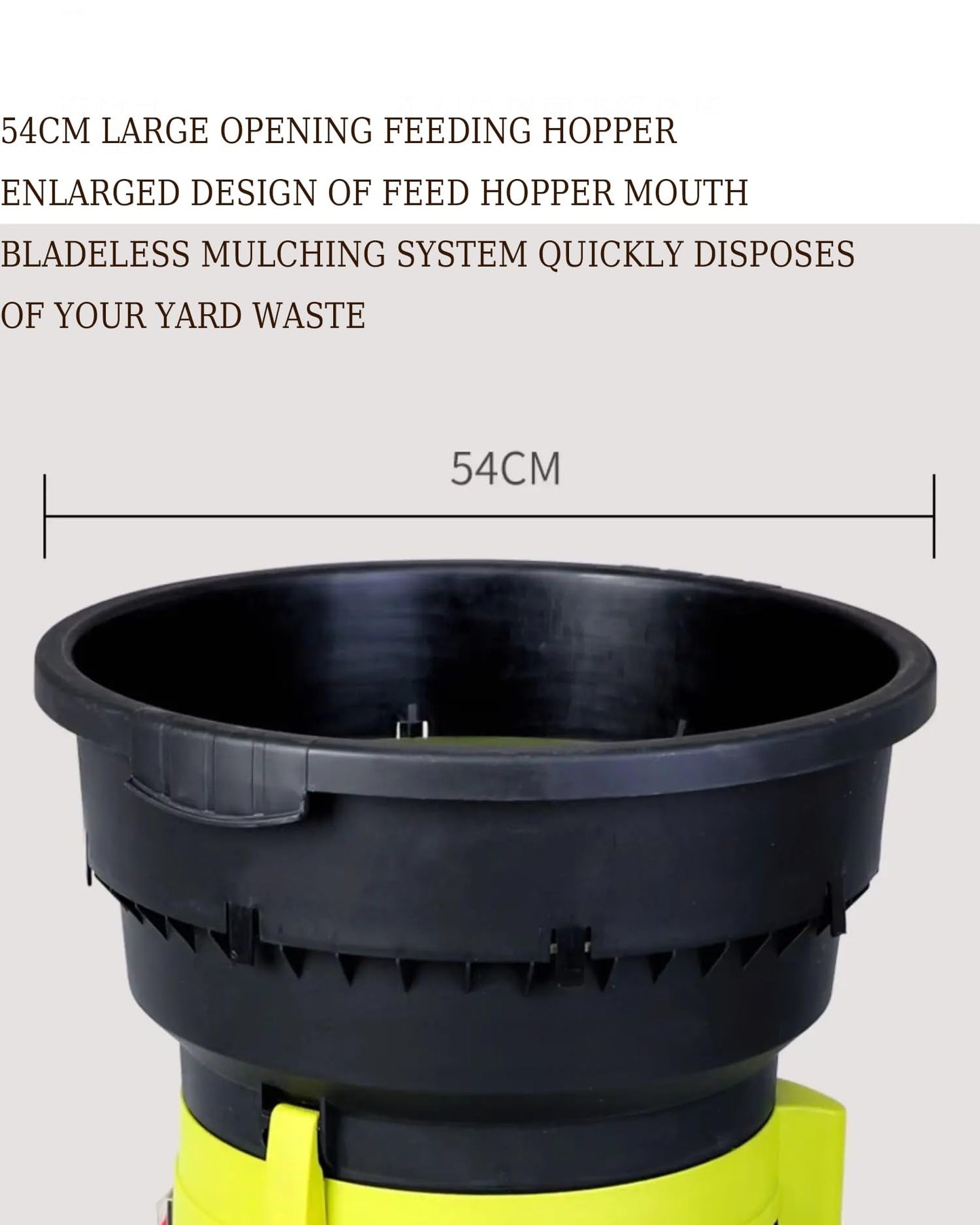 ZWHLYLY Corded Electric Leaf Mulcher, 2500W Portable Garden Compost Shredder with Wheels/Power Cord, 8000rpm Leaves Shredders and Chippers, Funnel Diameter 54CM (Machine+30m)