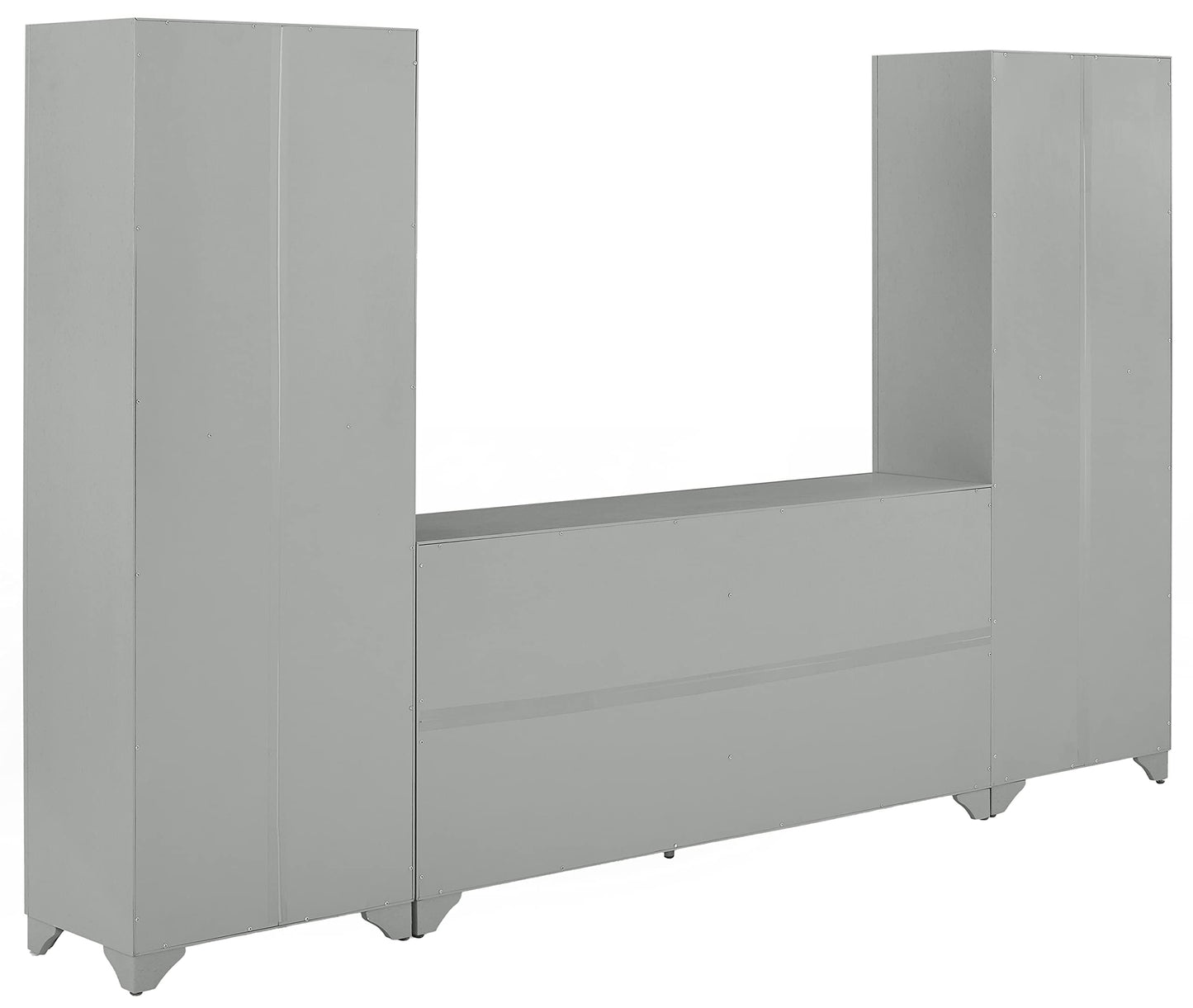 Crosley Furniture Tara 3-Piece Modern Farmhouse Sideboard Buffet Cabinet and Kitchen Storage Pantry Set, Distressed Gray