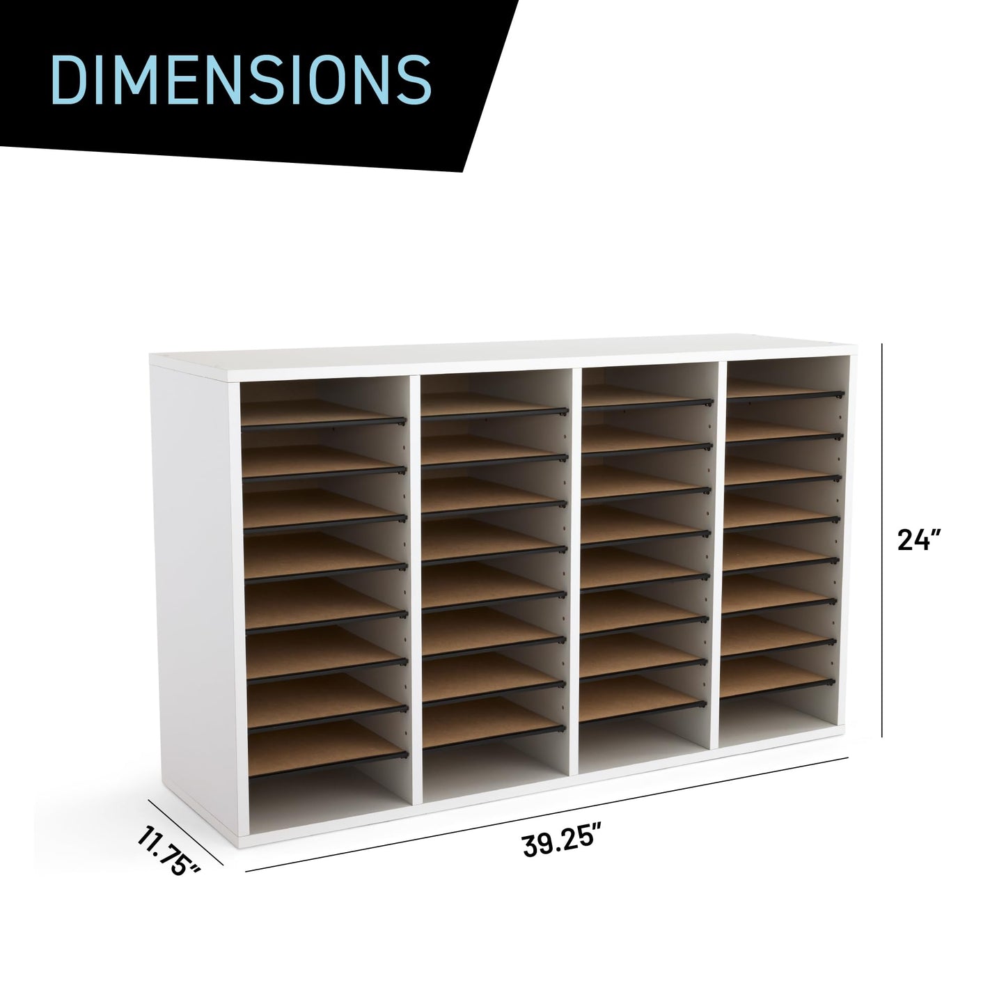 Safco Wooden Paper and Mail Organizer for Home Office and Classroom, Adjustable Shelves and Stackable