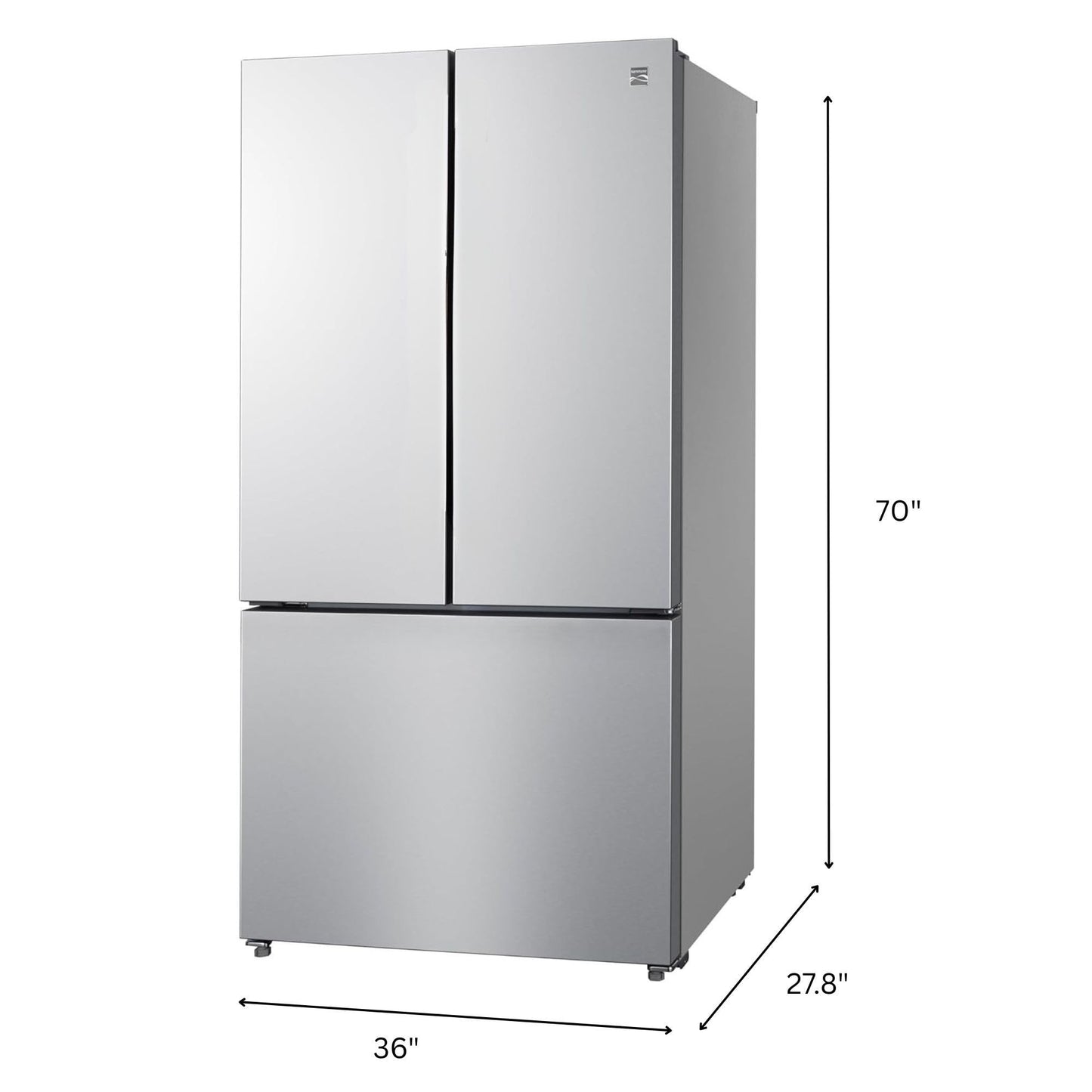 Kenmore 36 Inch Counter-Depth French Door Refrigerator/Freezer with Fingerprint-Resistant Stainless Steel, Adjustable Glass Shelves, Quiet and Energy Efficient Inverter Compressor, 20.3 cu. ft.