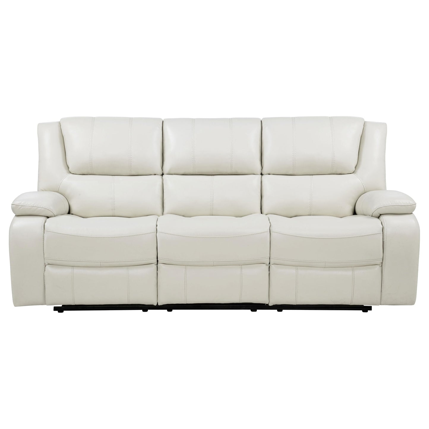 Coaster Home Furnishings - Camila - Wood and Faux Leather - Reclining Sofa with Manual Motion, Padded Pillow Arms, and Channeled Seat - Living Room - White - 610247