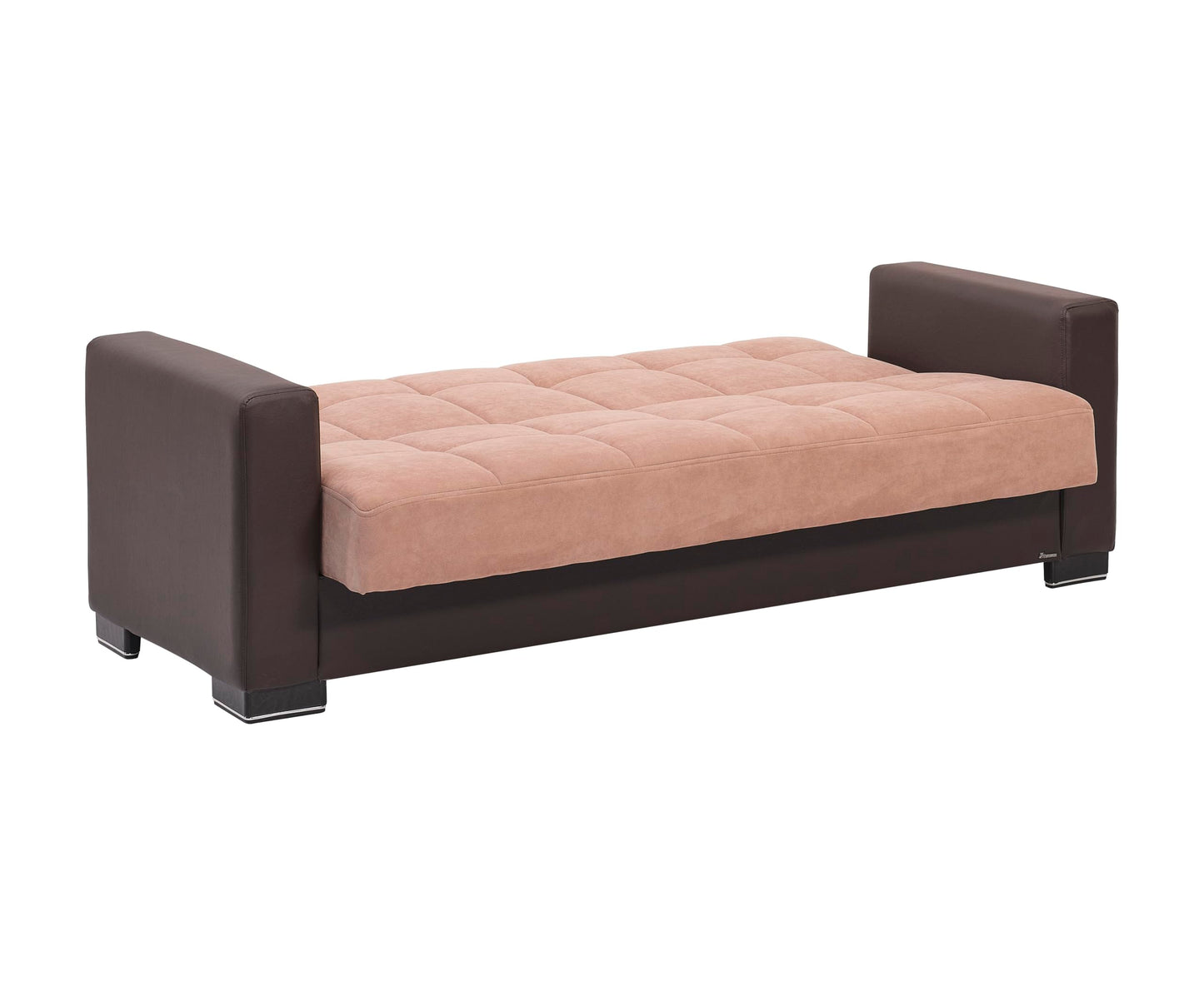 Ottomanson Convertible Sofa Bed Futon Couch with Hidden Storage & Click-Clack Sit-Sleep Conversion – Firm Support Sleeper Sofa for Living Room, Apartment & Guest Room, Beige